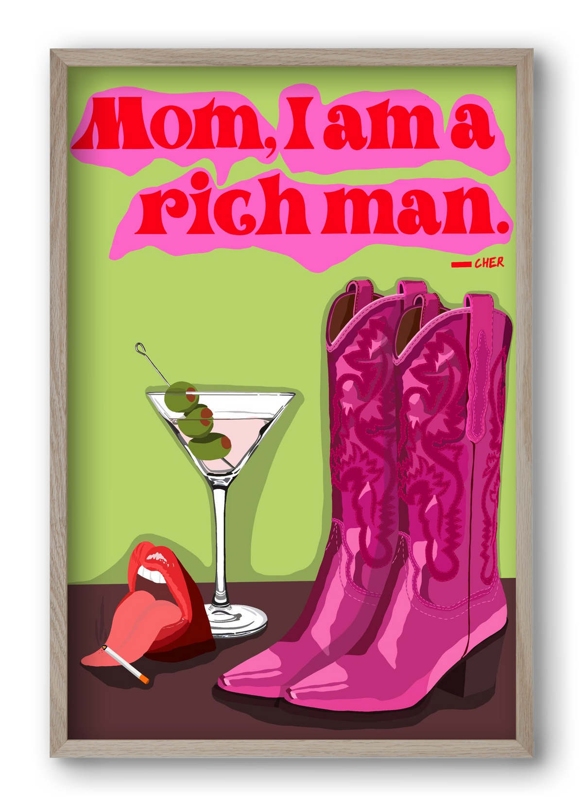 Cher, 40x60 cm (40x60 cm), Tölgy keret