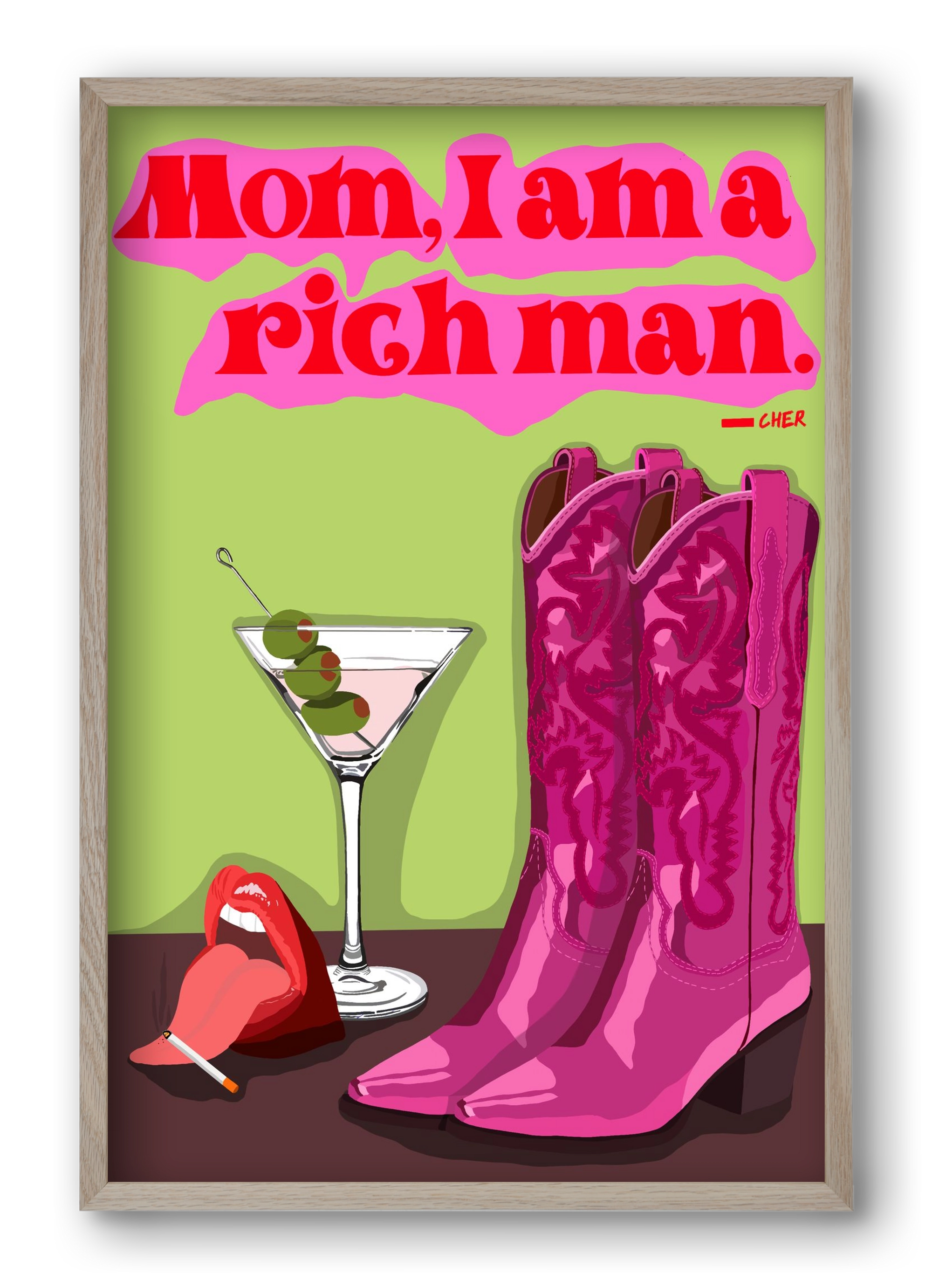 Cher, 40x60 cm (40x60 cm), Tölgy keret