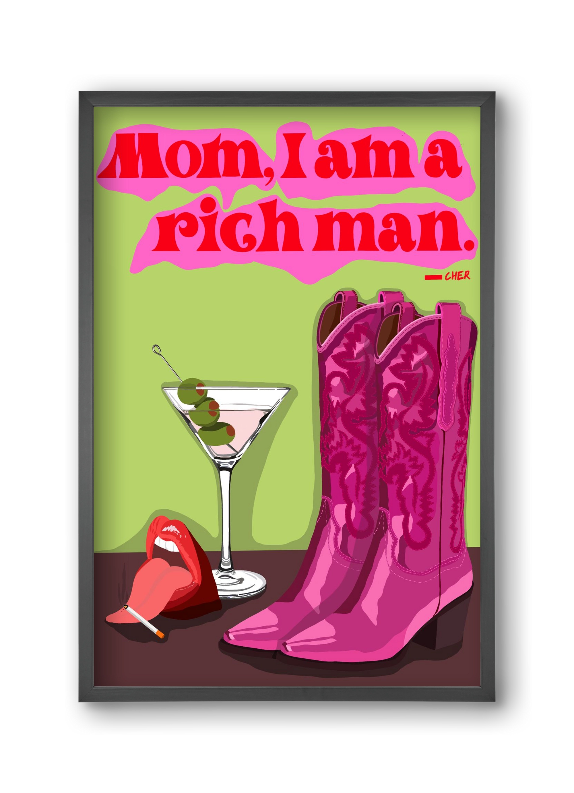 Cher, 30x45 cm (30x45 cm), Fekete keret