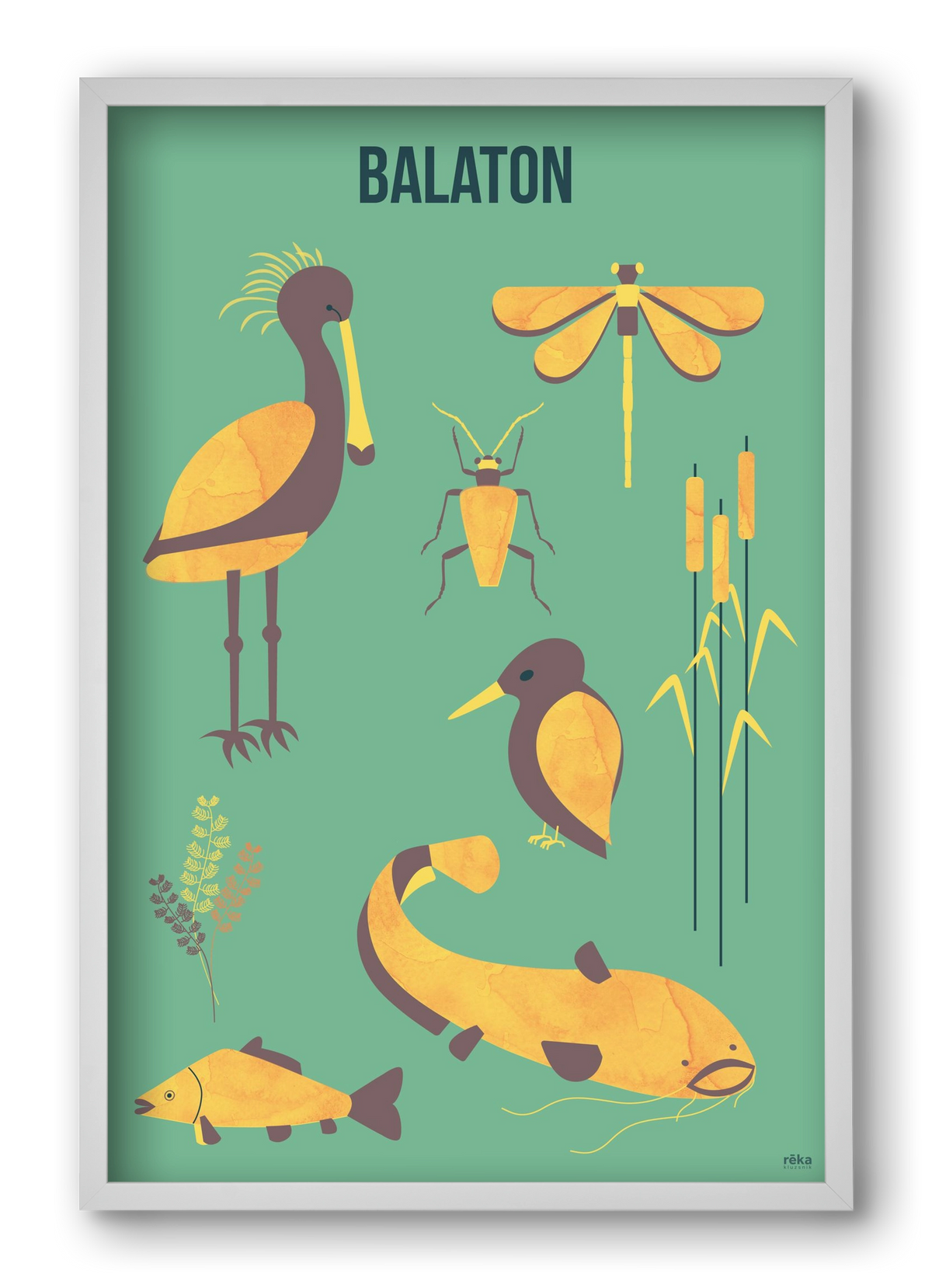 balaton, 40x60 cm (40x60 cm), Fehér keret