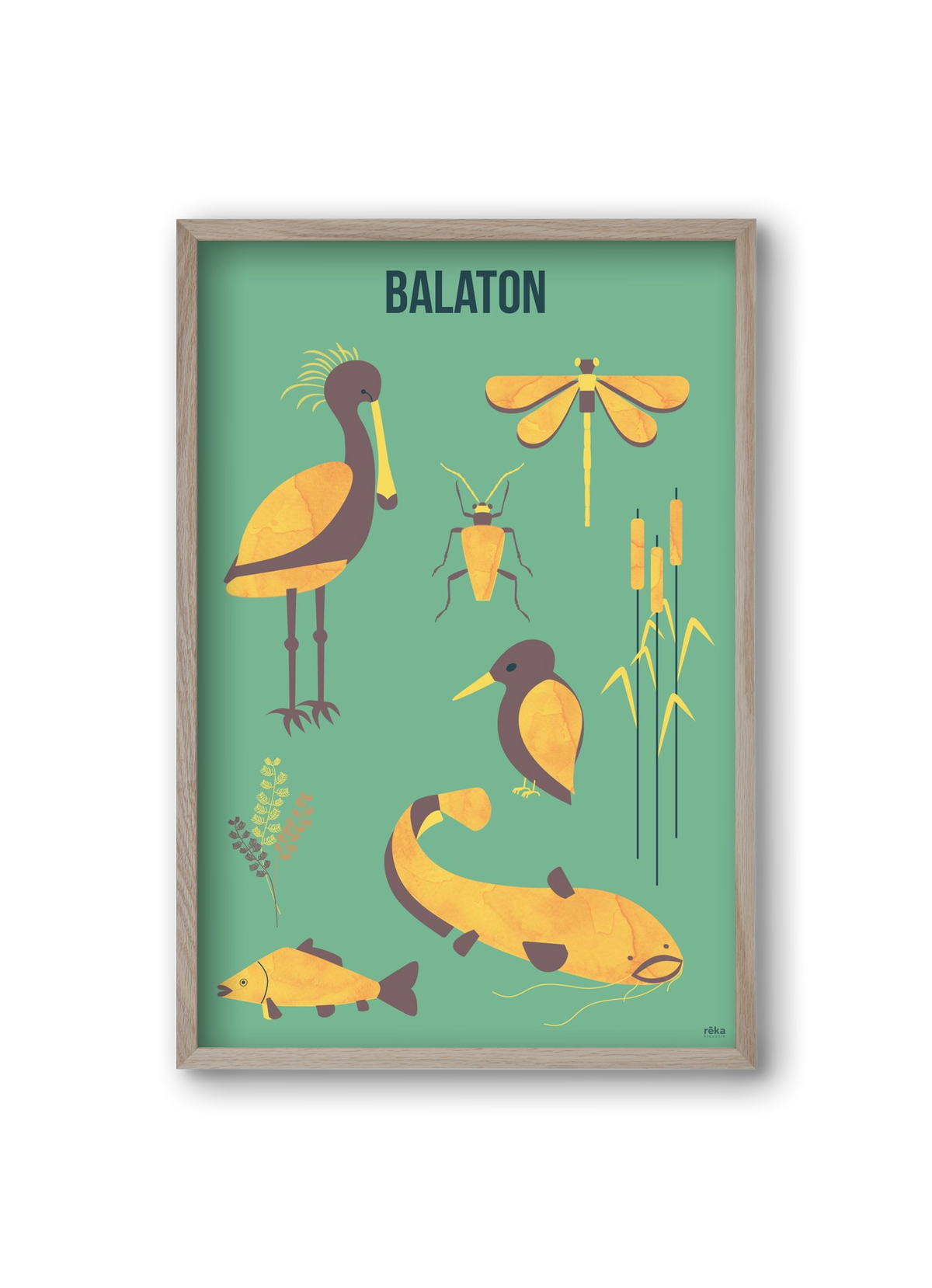 balaton, 20x30 cm (20x30 cm), Tölgy keret