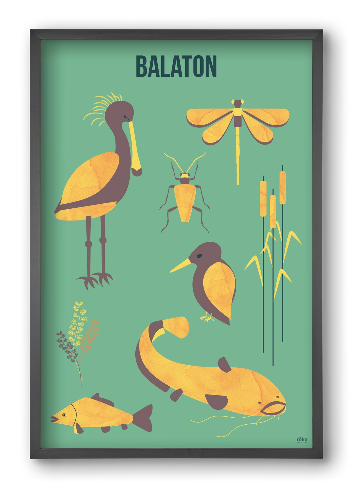 balaton, 40x60 cm (40x60 cm), Fekete keret