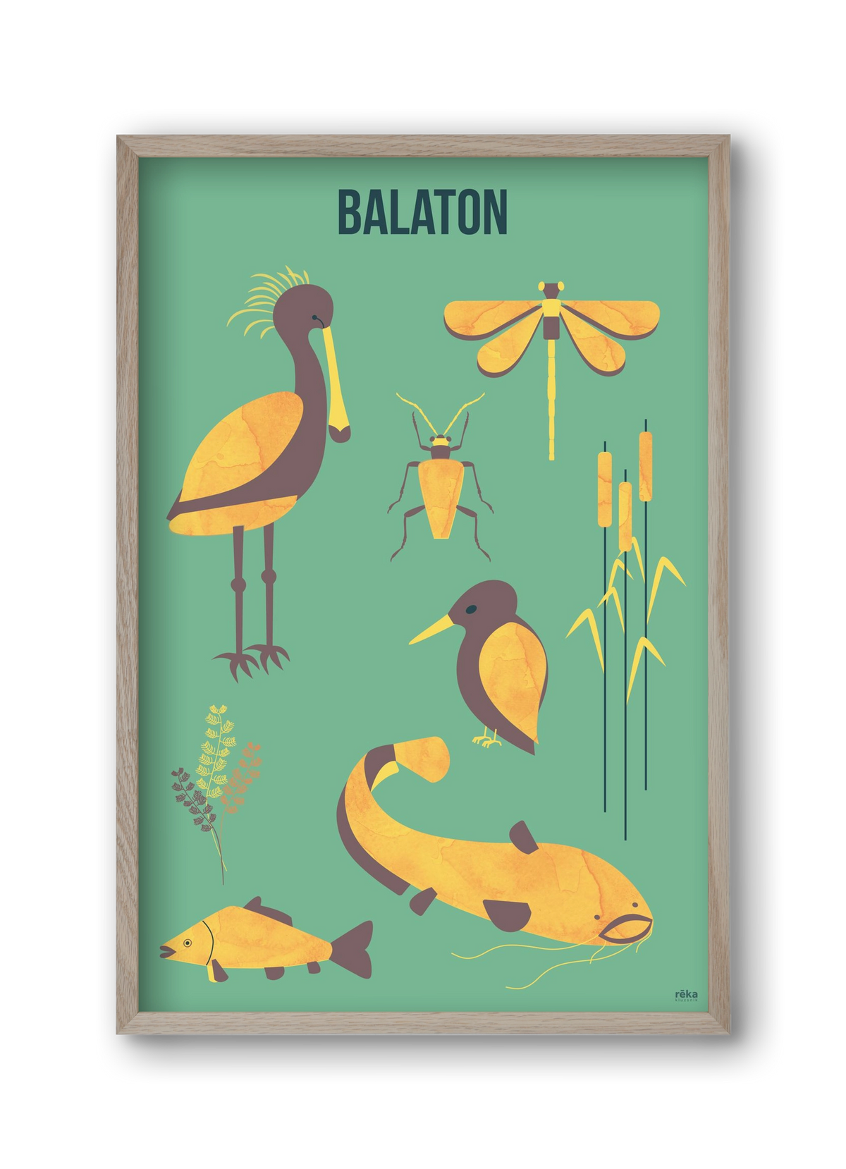 balaton, 30x45 cm (30x45 cm), Tölgy keret