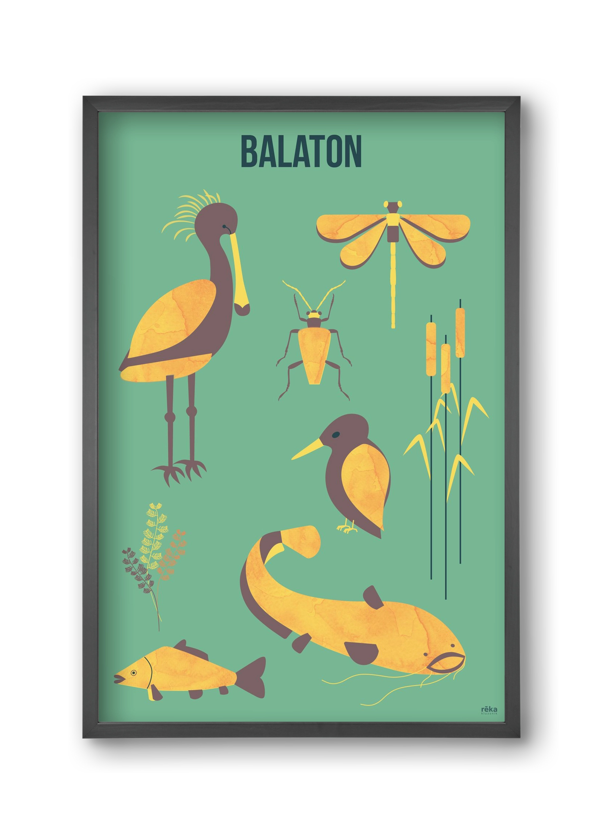 balaton, 30x45 cm (30x45 cm), Fekete keret