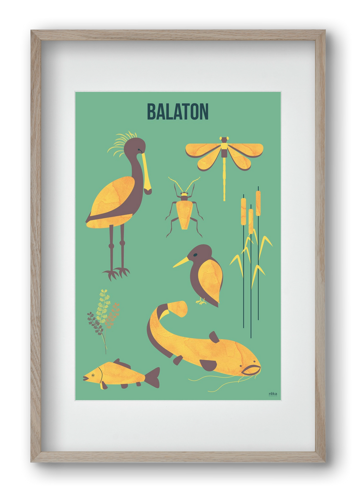 balaton, 40x60 cm (30x45 cm), Tölgy keret, paszpartuval