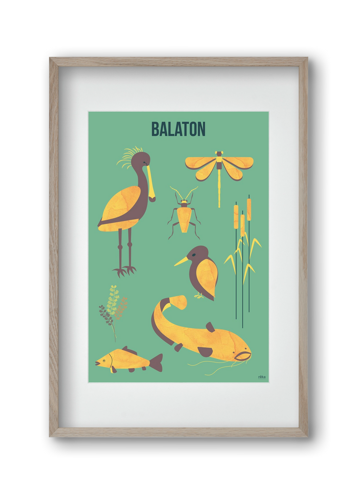 balaton, 30x45 cm (20x30 cm), Tölgy keret, paszpartuval