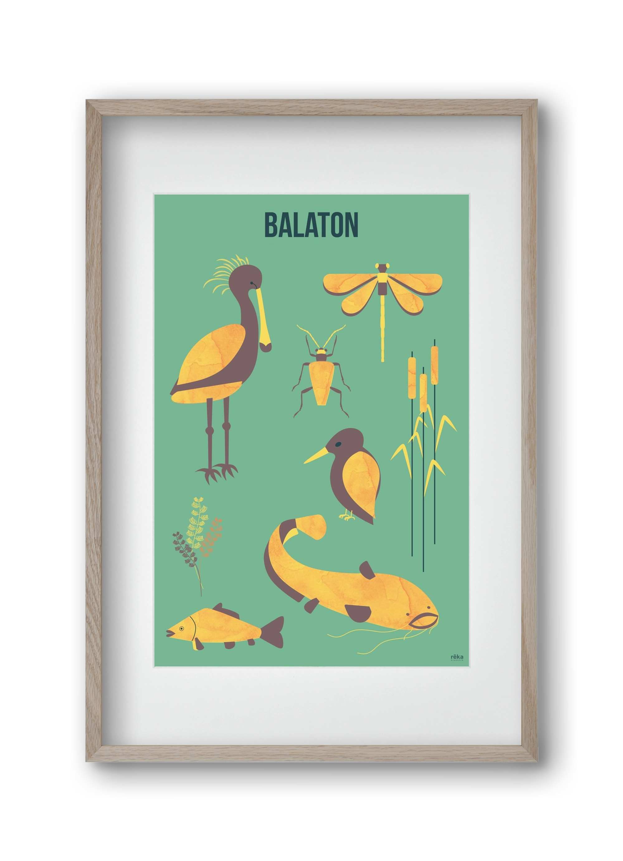 balaton, 30x45 cm (20x30 cm), Tölgy keret, paszpartuval