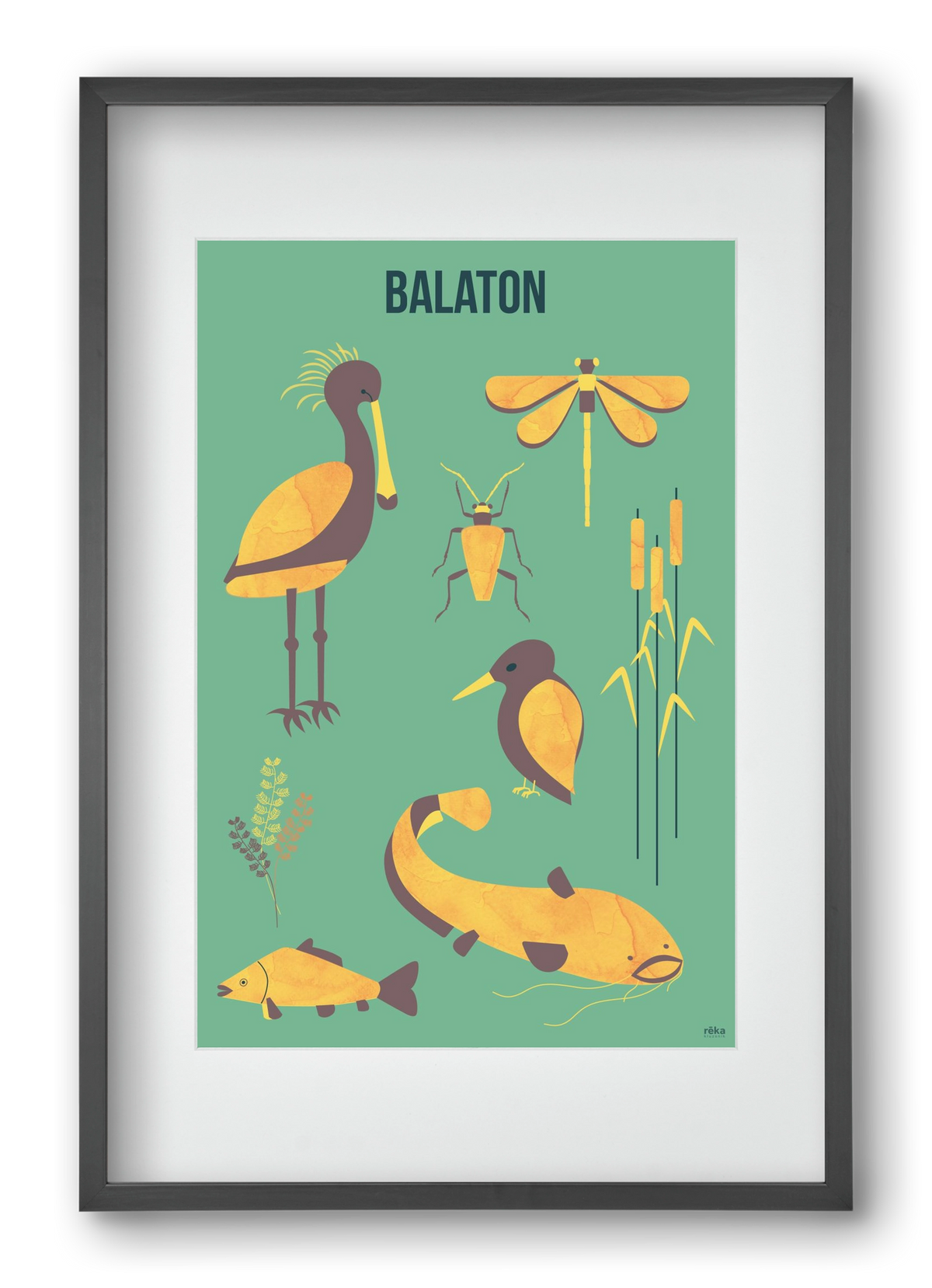 balaton, 40x60 cm (30x45 cm), Fekete keret, paszpartuval