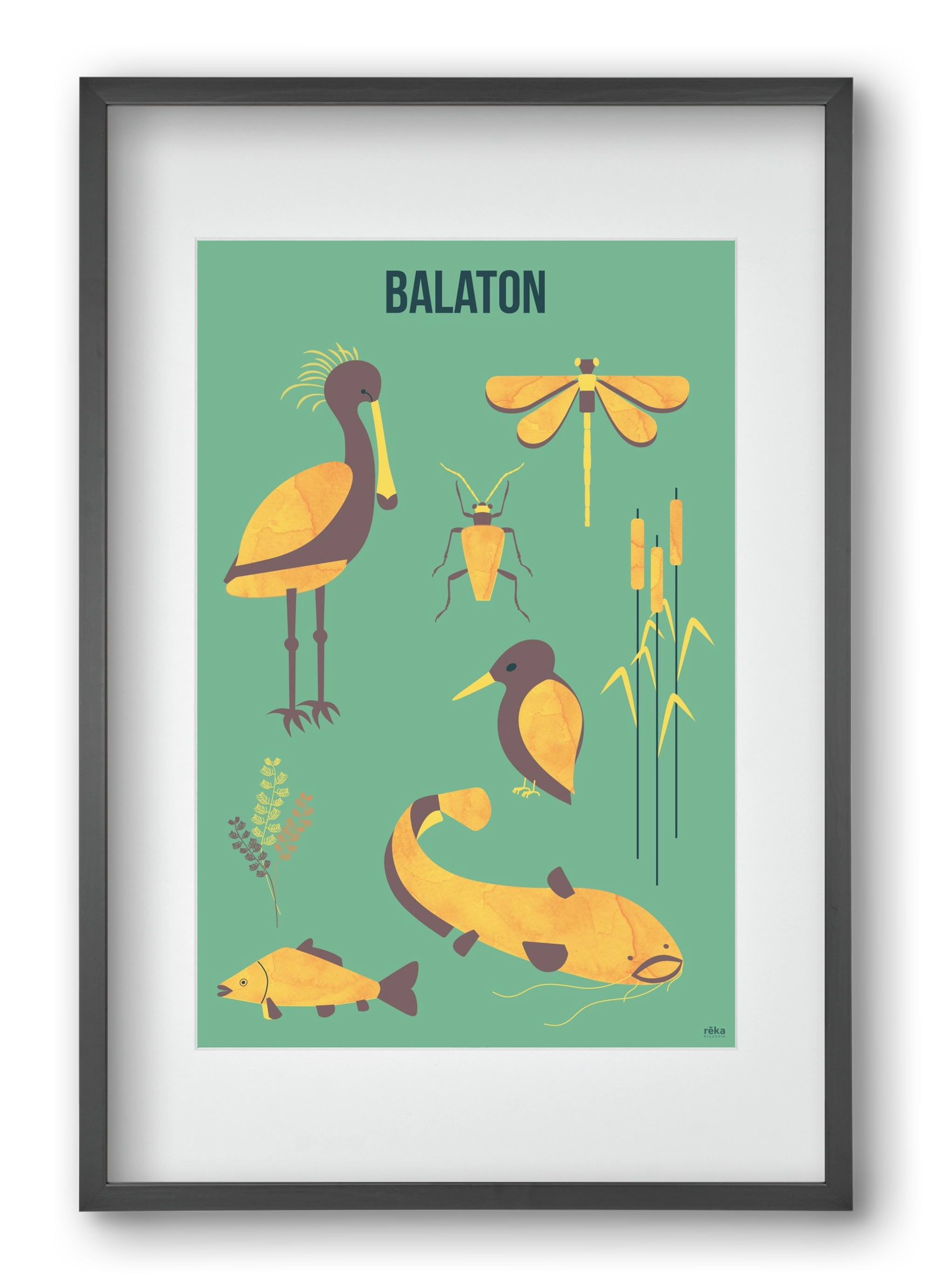 balaton, 40x60 cm (30x45 cm), Fekete keret, paszpartuval