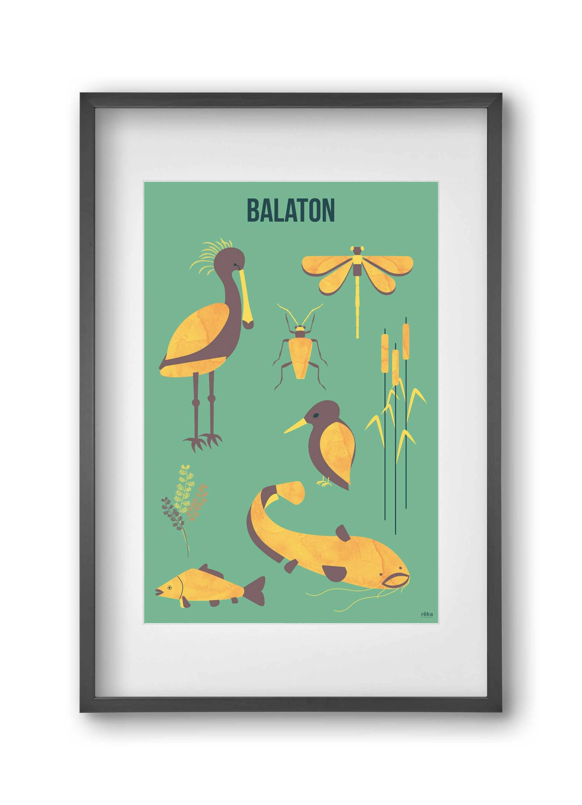 balaton, 30x45 cm (20x30 cm), Fekete keret, paszpartuval