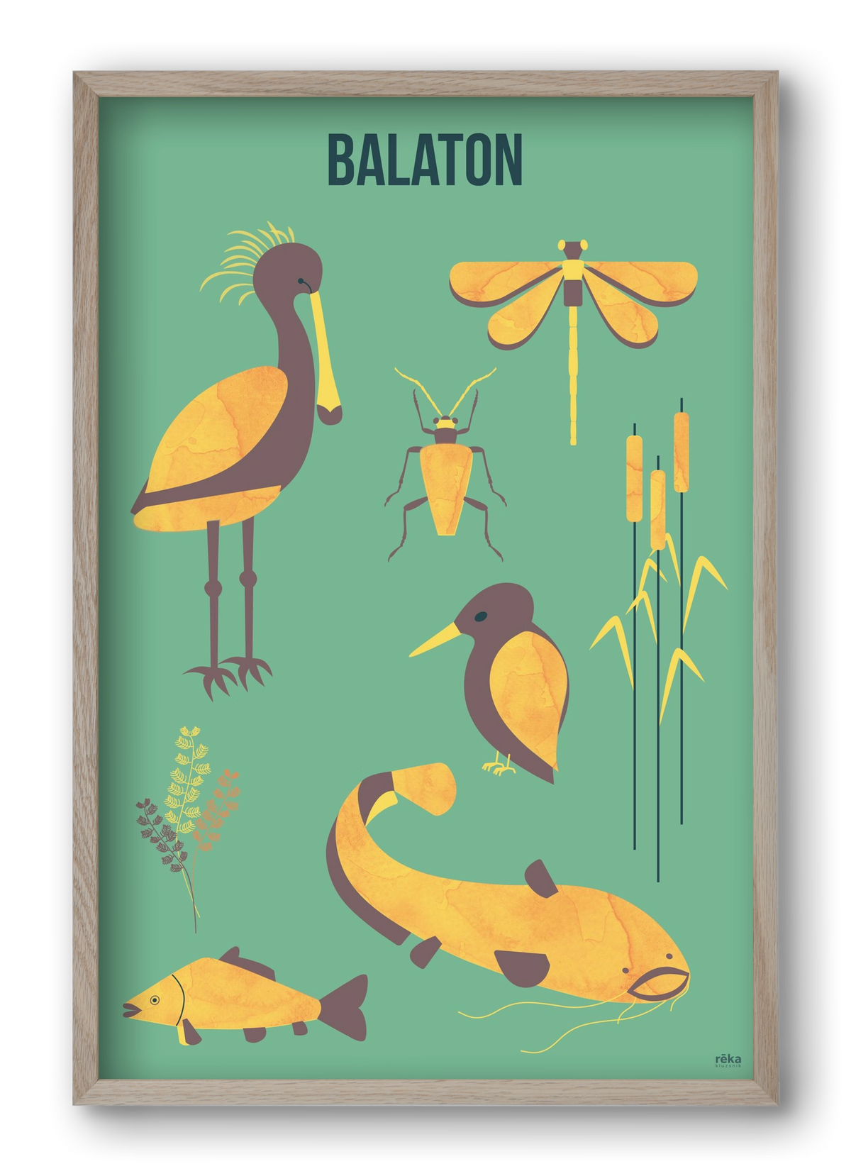 balaton, 40x60 cm (40x60 cm), Tölgy keret