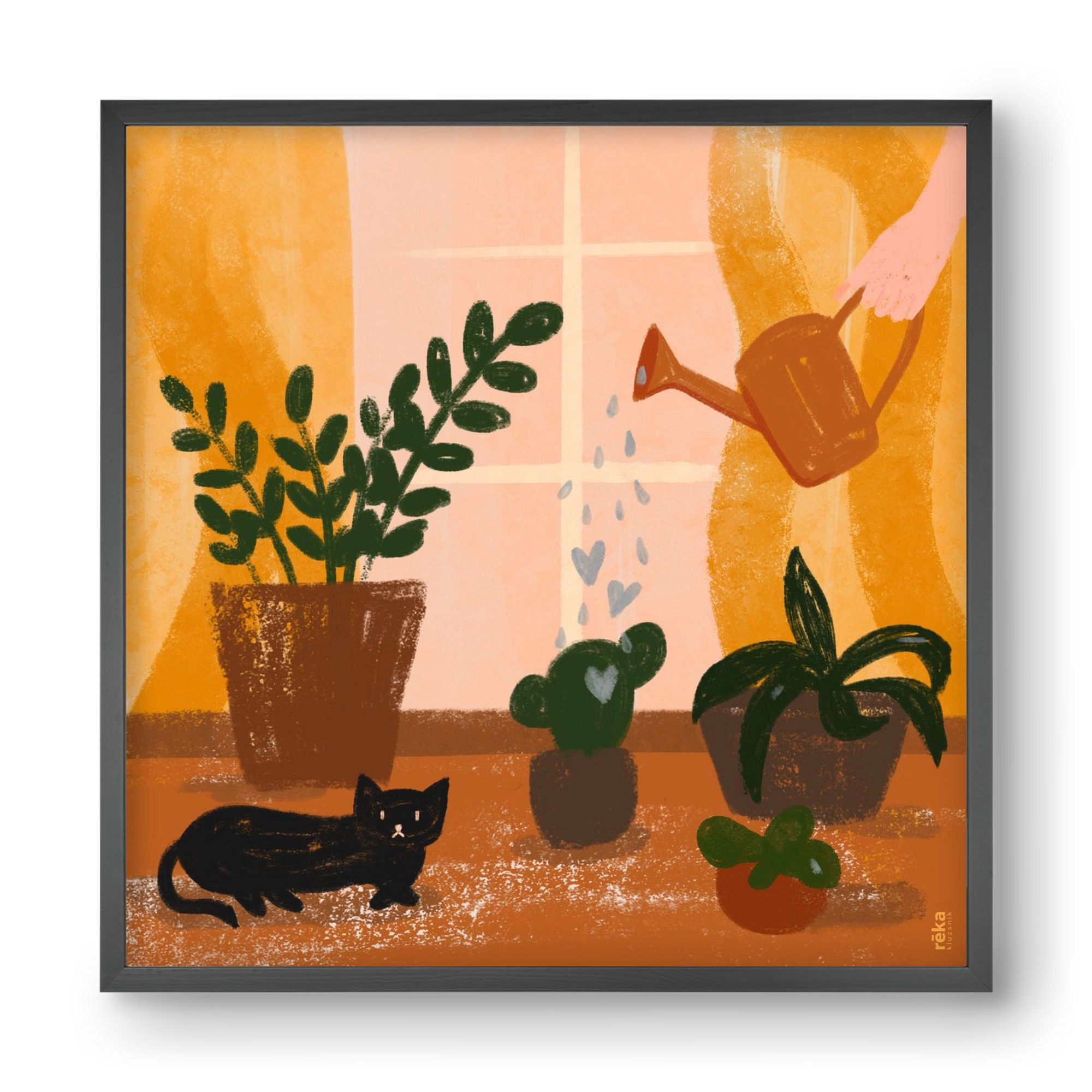 locsoló, 40x40 cm (40x40 cm), Fekete keret