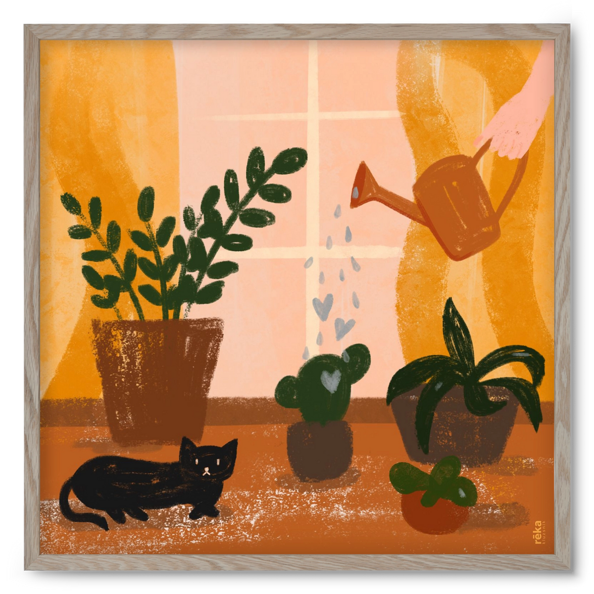 locsoló, 50x50 cm (50x50 cm), Tölgy keret