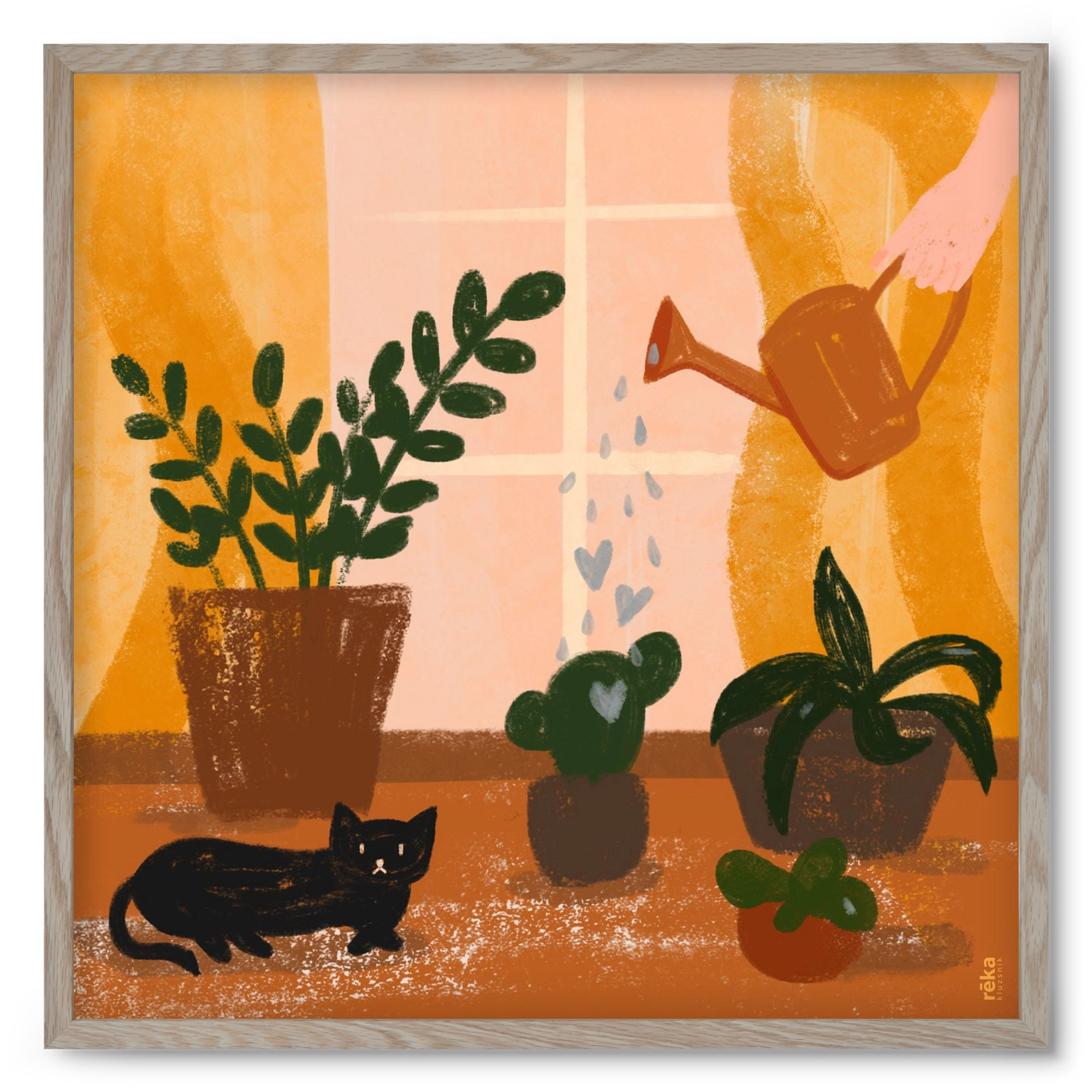 locsoló, 50x50 cm (50x50 cm), Tölgy keret