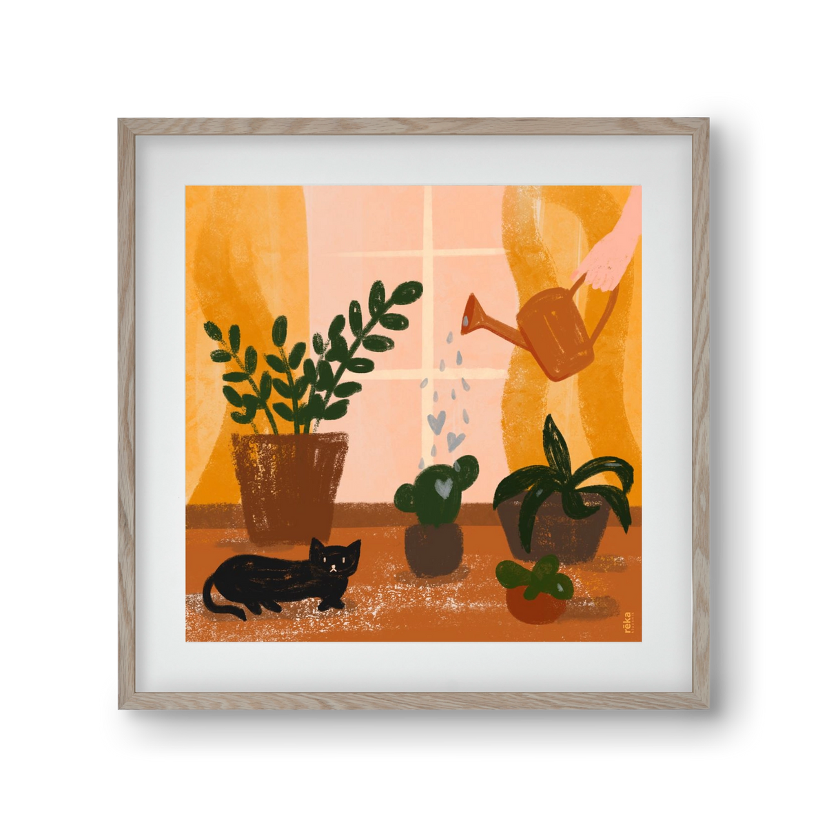 locsoló, 30x30 cm (20x20 cm), Tölgy keret, paszpartuval