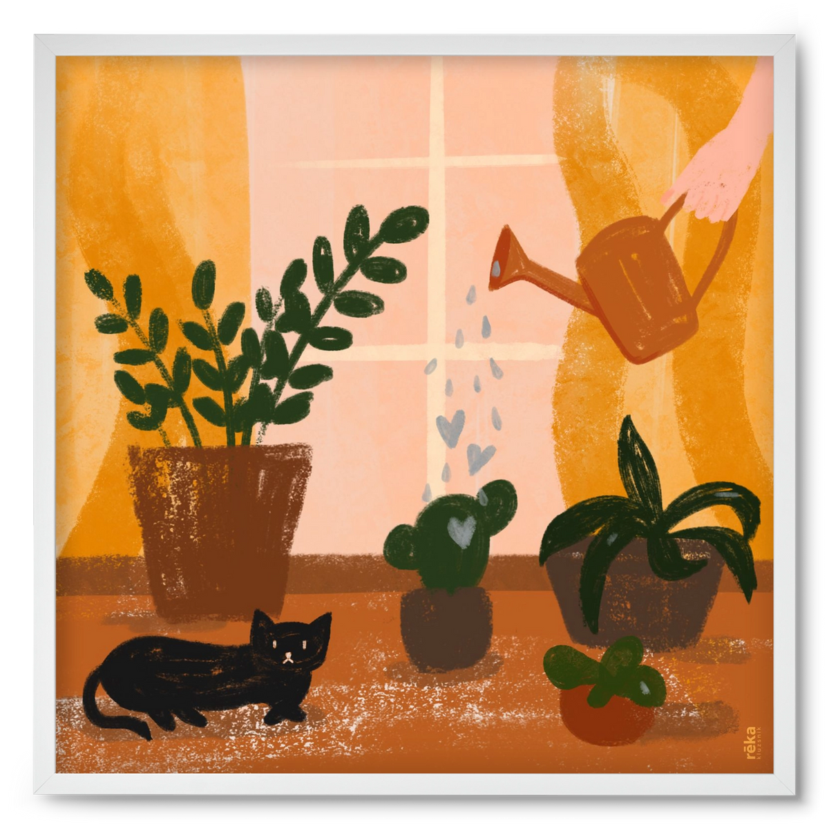 locsoló, 50x50 cm (50x50 cm), Fehér keret