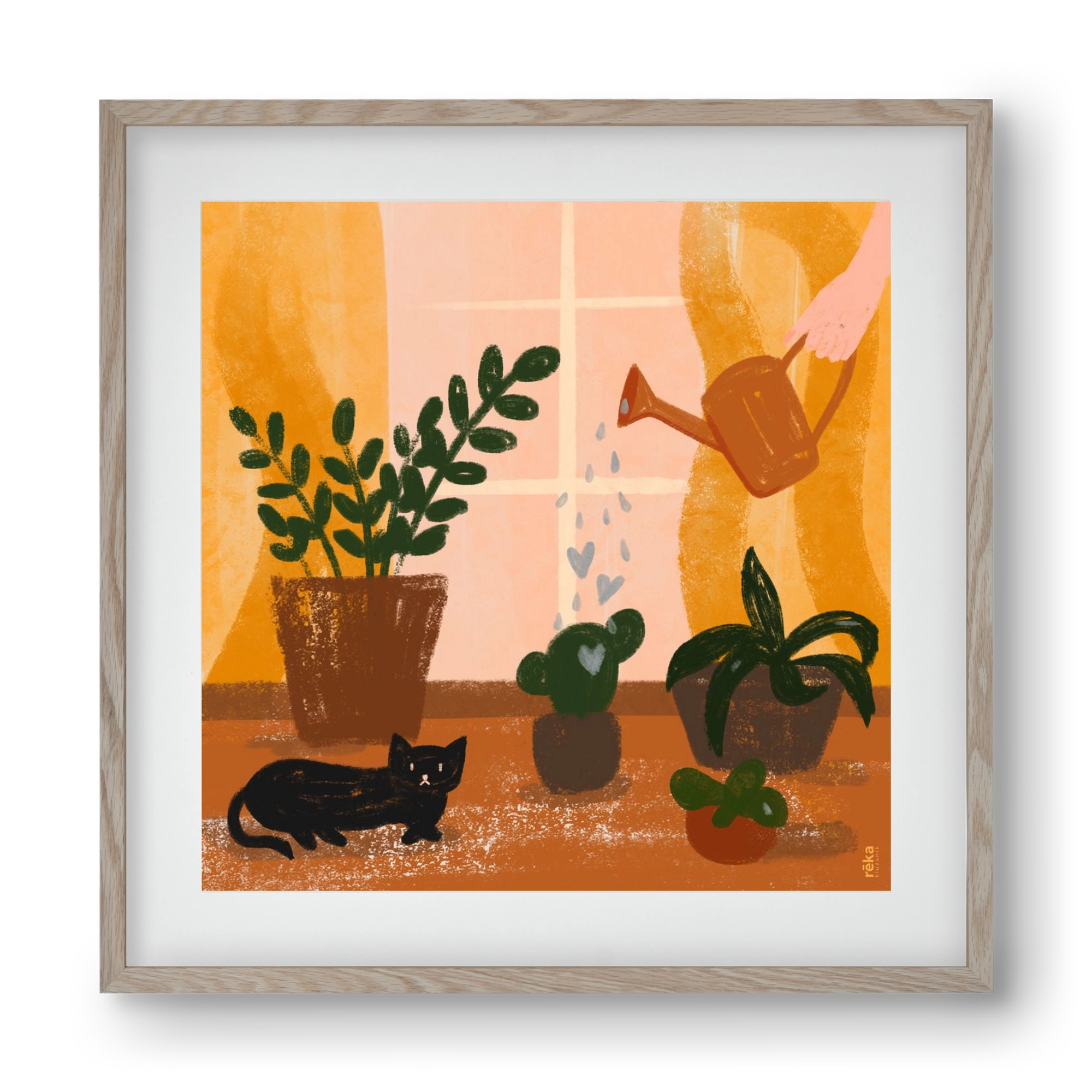 locsoló, 40x40 cm (30x30 cm), Tölgy keret, paszpartuval