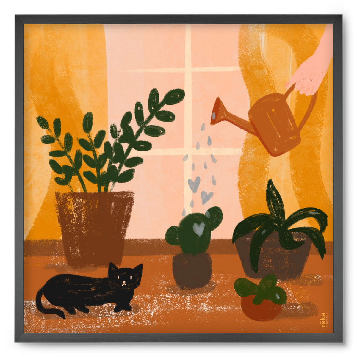 locsoló, 50x50 cm (50x50 cm), Fekete keret