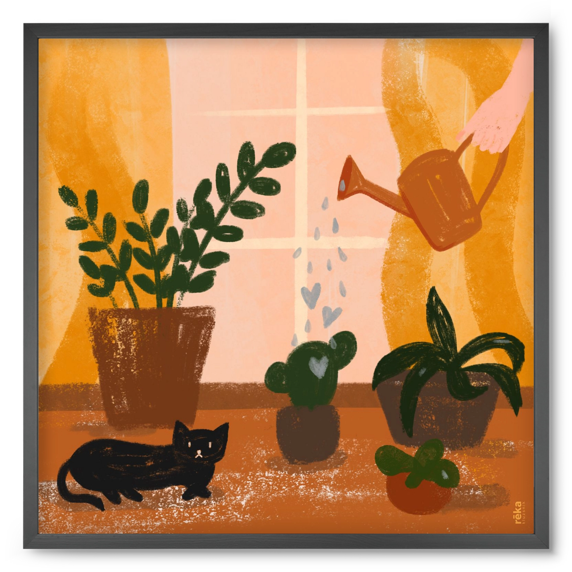 locsoló, 50x50 cm (50x50 cm), Fekete keret