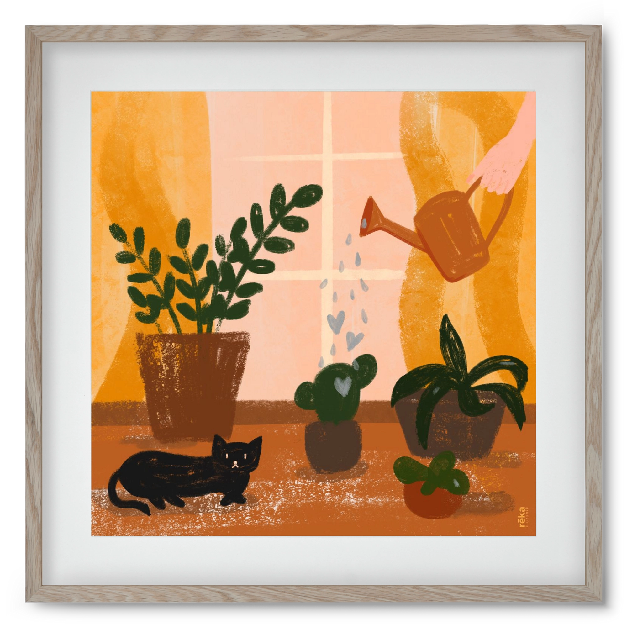 locsoló, 50x50 cm (40x40 cm), Tölgy keret, paszpartuval