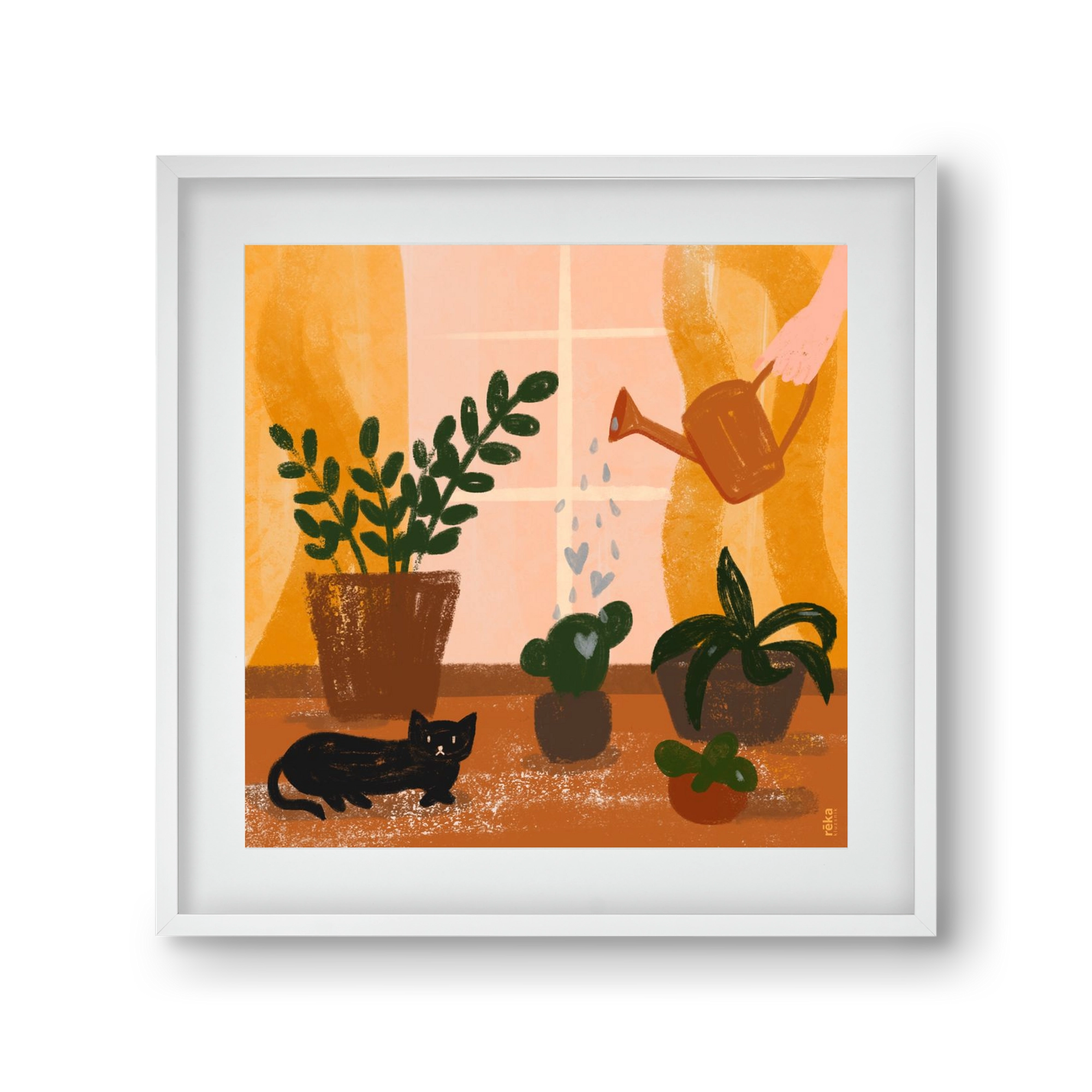 locsoló, 30x30 cm (20x20 cm), Fehér keret, paszpartuval