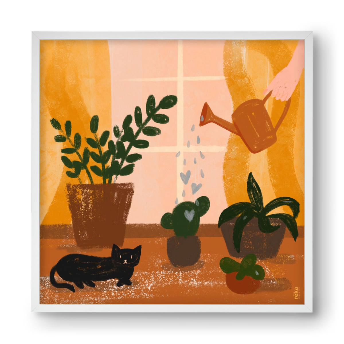 locsoló, 40x40 cm (40x40 cm), Fehér keret