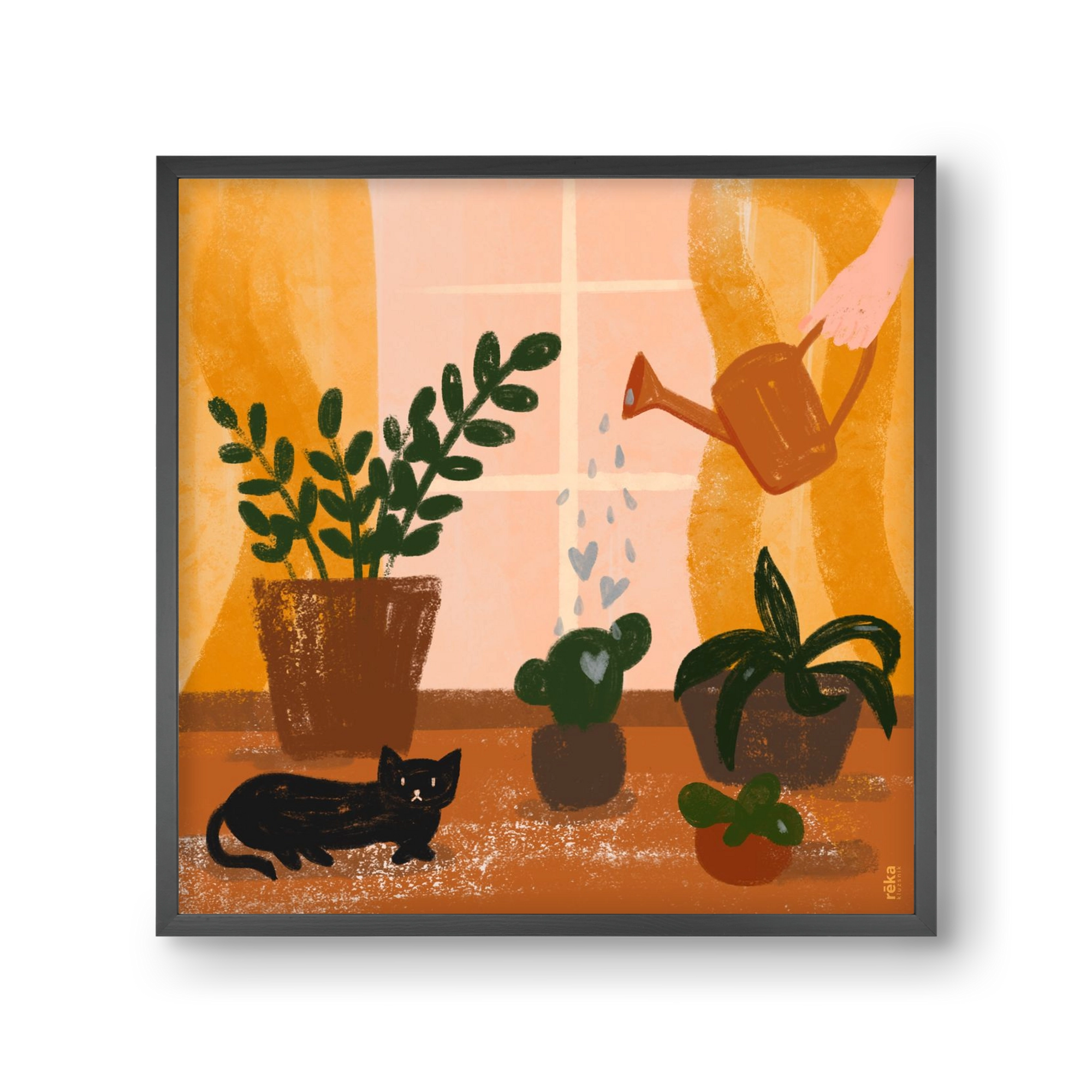 locsoló, 30x30 cm (30x30 cm), Fekete keret