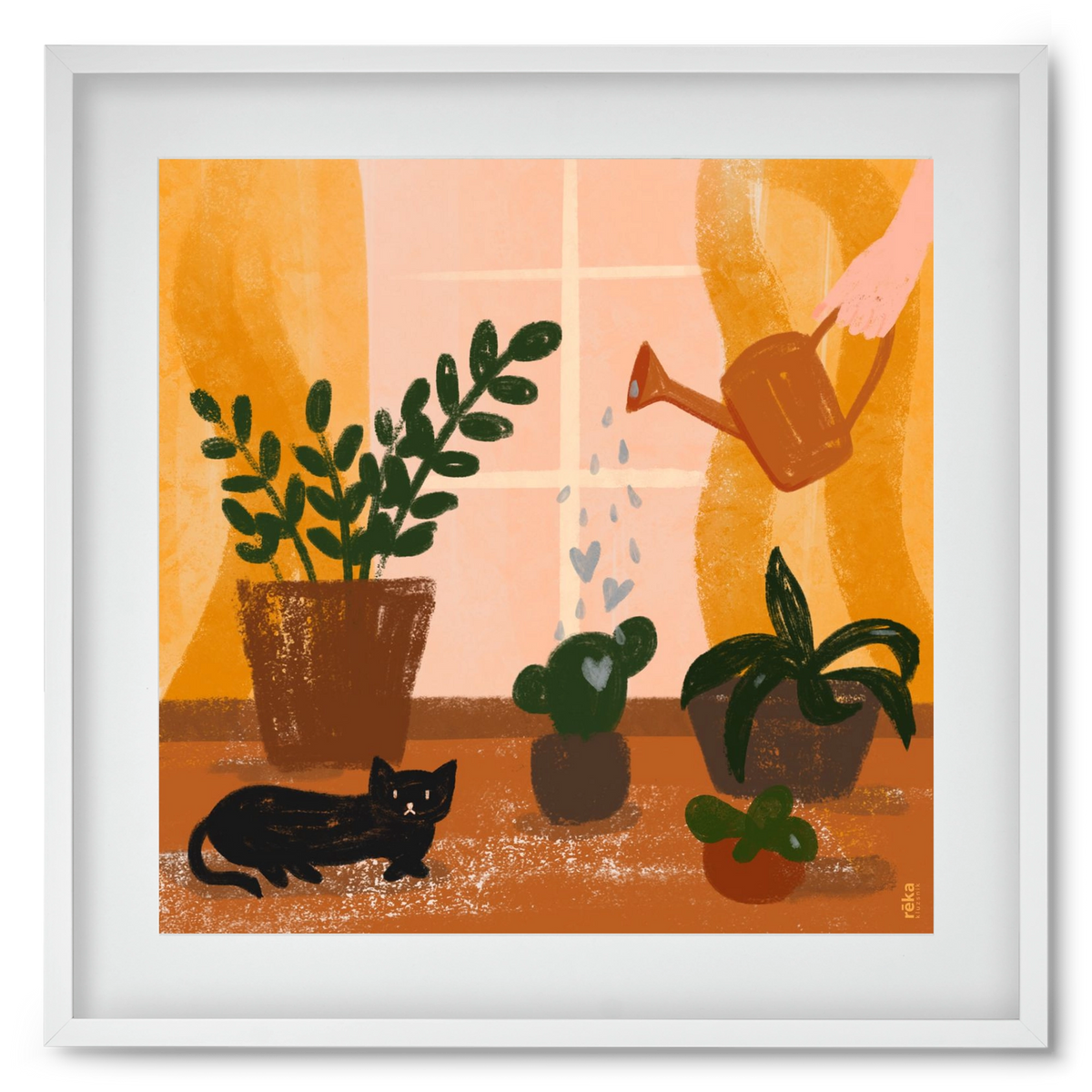 locsoló, 50x50 cm (40x40 cm), Fehér keret, paszpartuval