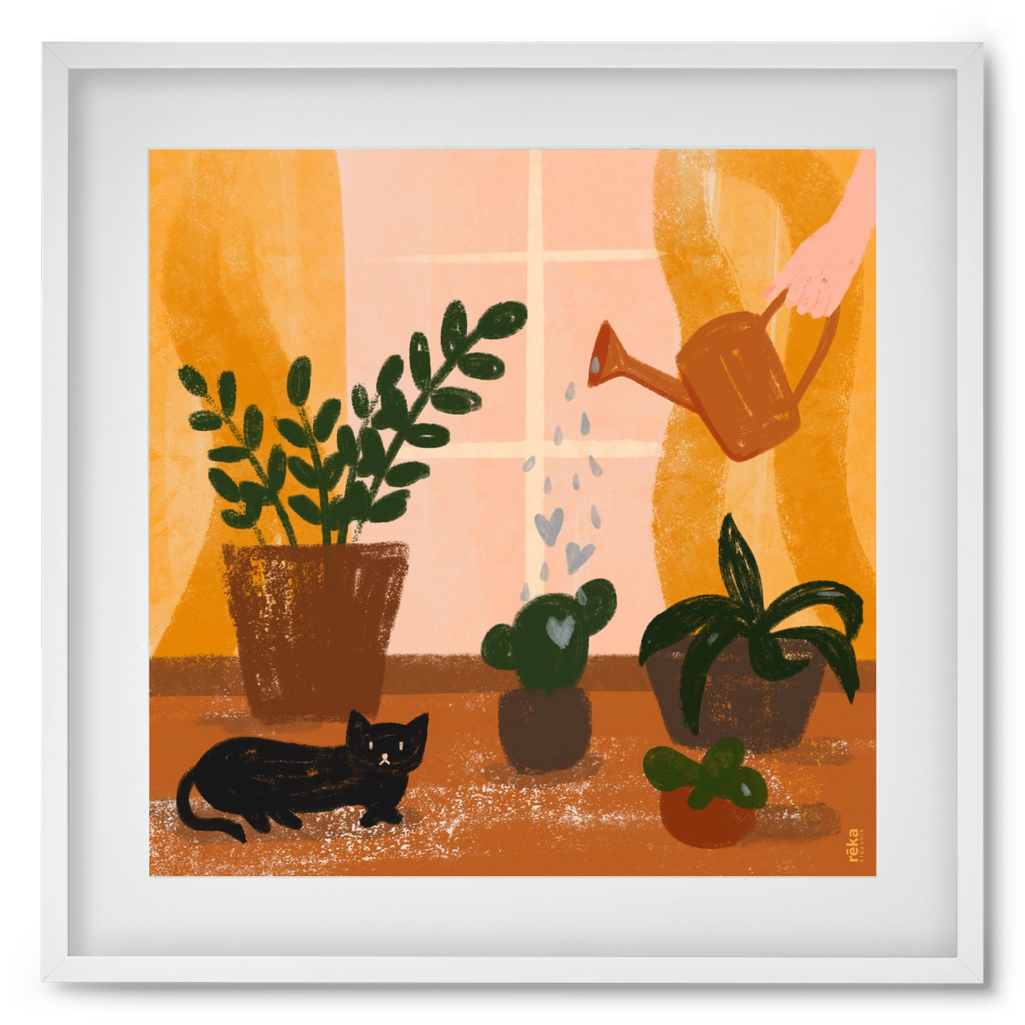 locsoló, 50x50 cm (40x40 cm), Fehér keret, paszpartuval