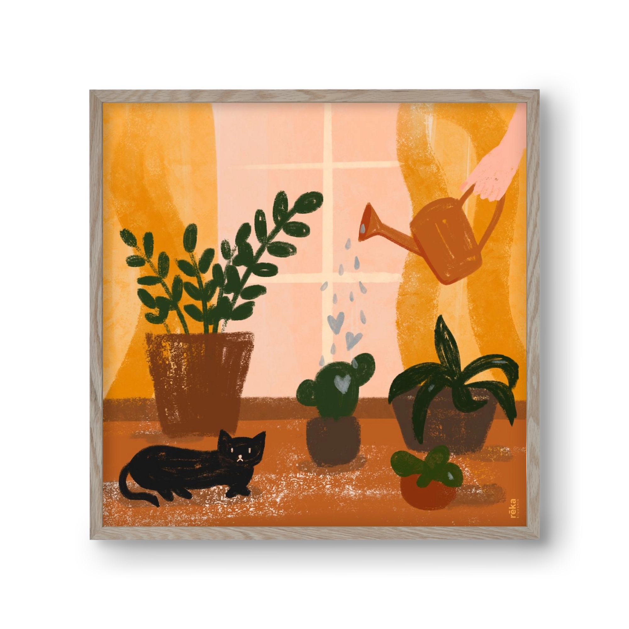 locsoló, 30x30 cm (30x30 cm), Tölgy keret