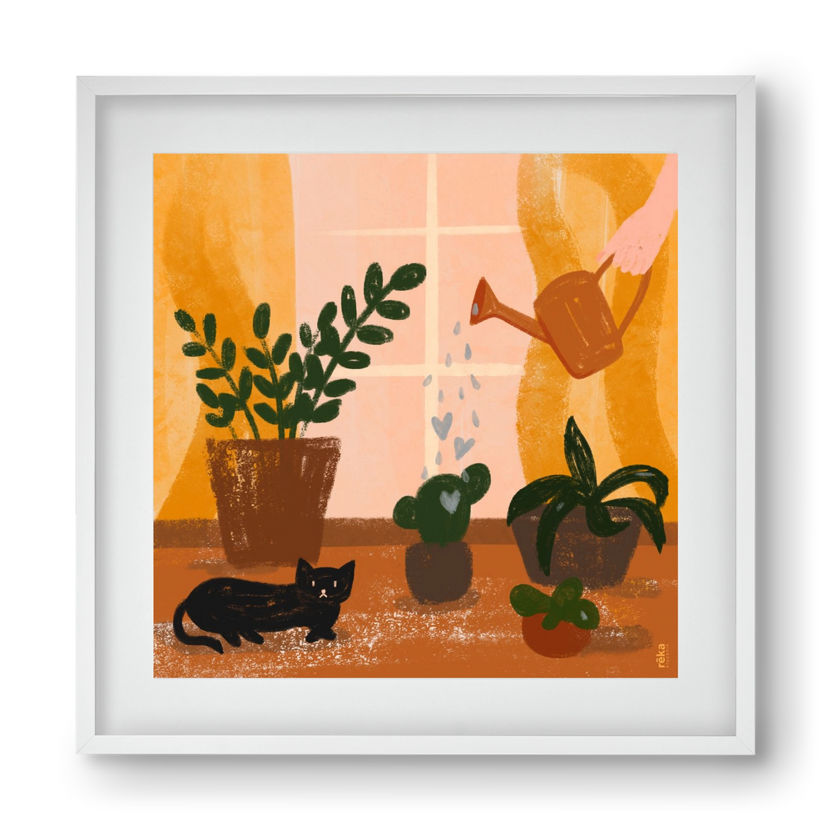 locsoló, 40x40 cm (30x30 cm), Fehér keret, paszpartuval