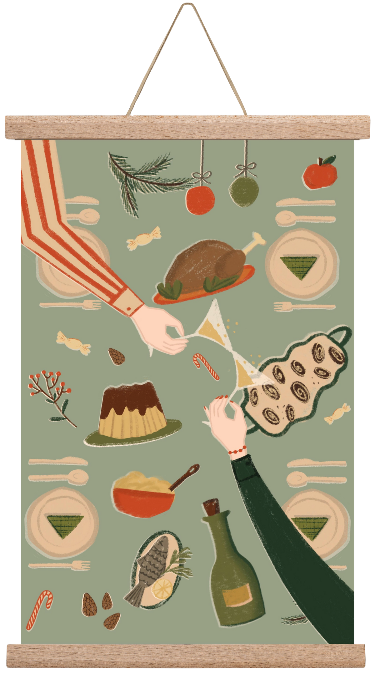 festive mood, 30x45 cm (30x45 cm), Tölgy akasztó