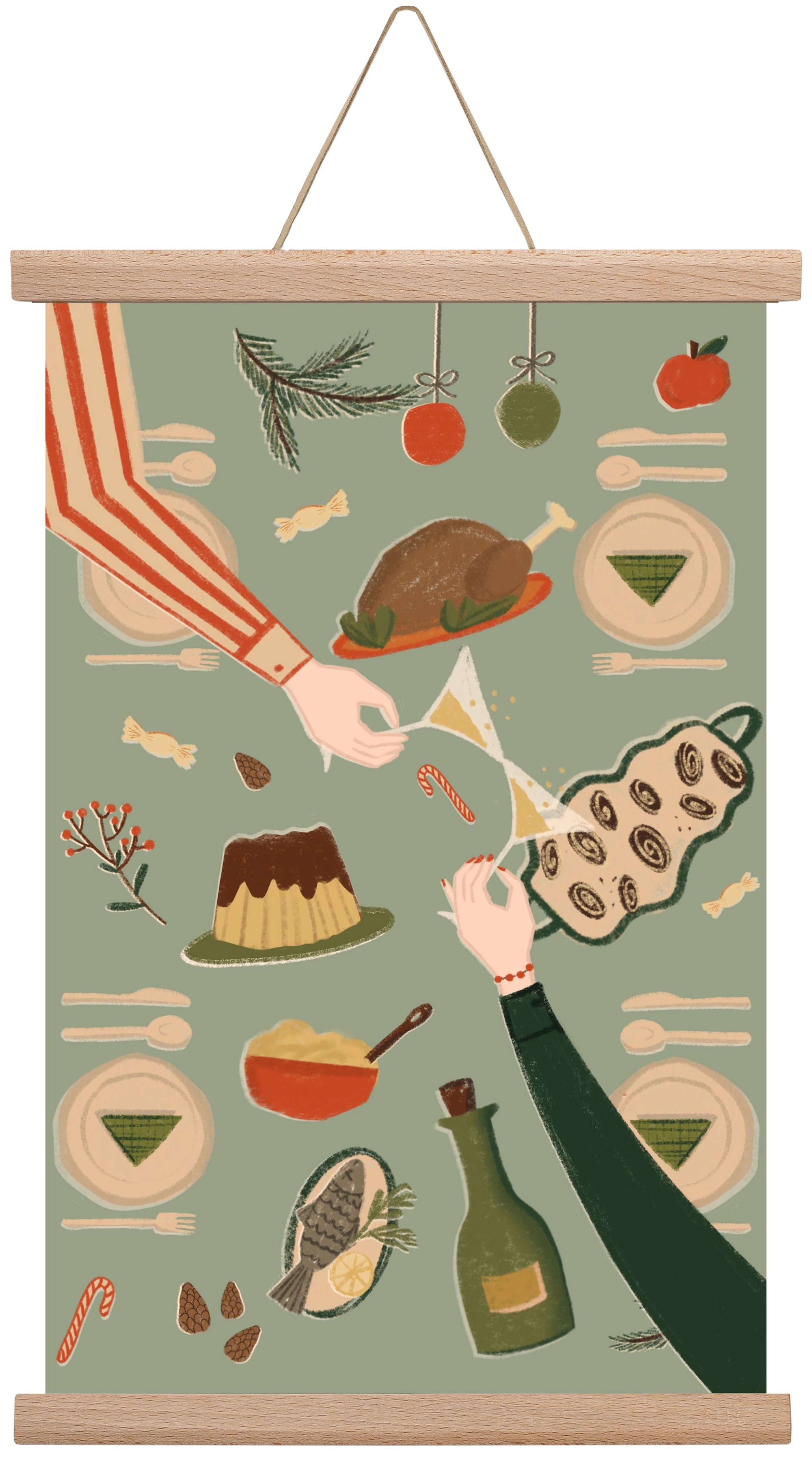 festive mood, 30x45 cm (30x45 cm), Tölgy akasztó