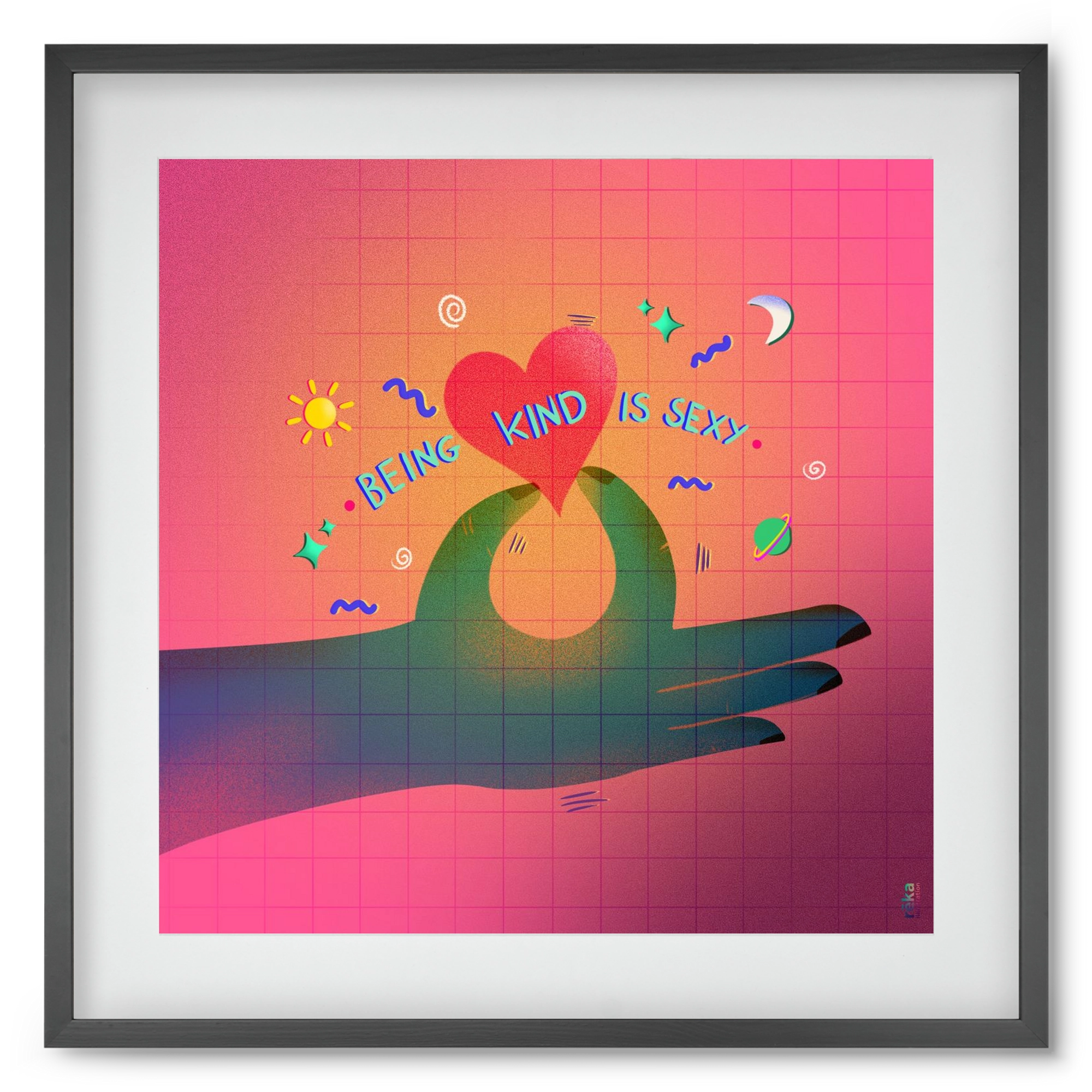 being kind is sexy, 50x50 cm (40x40 cm), Fekete keret, paszpartuval