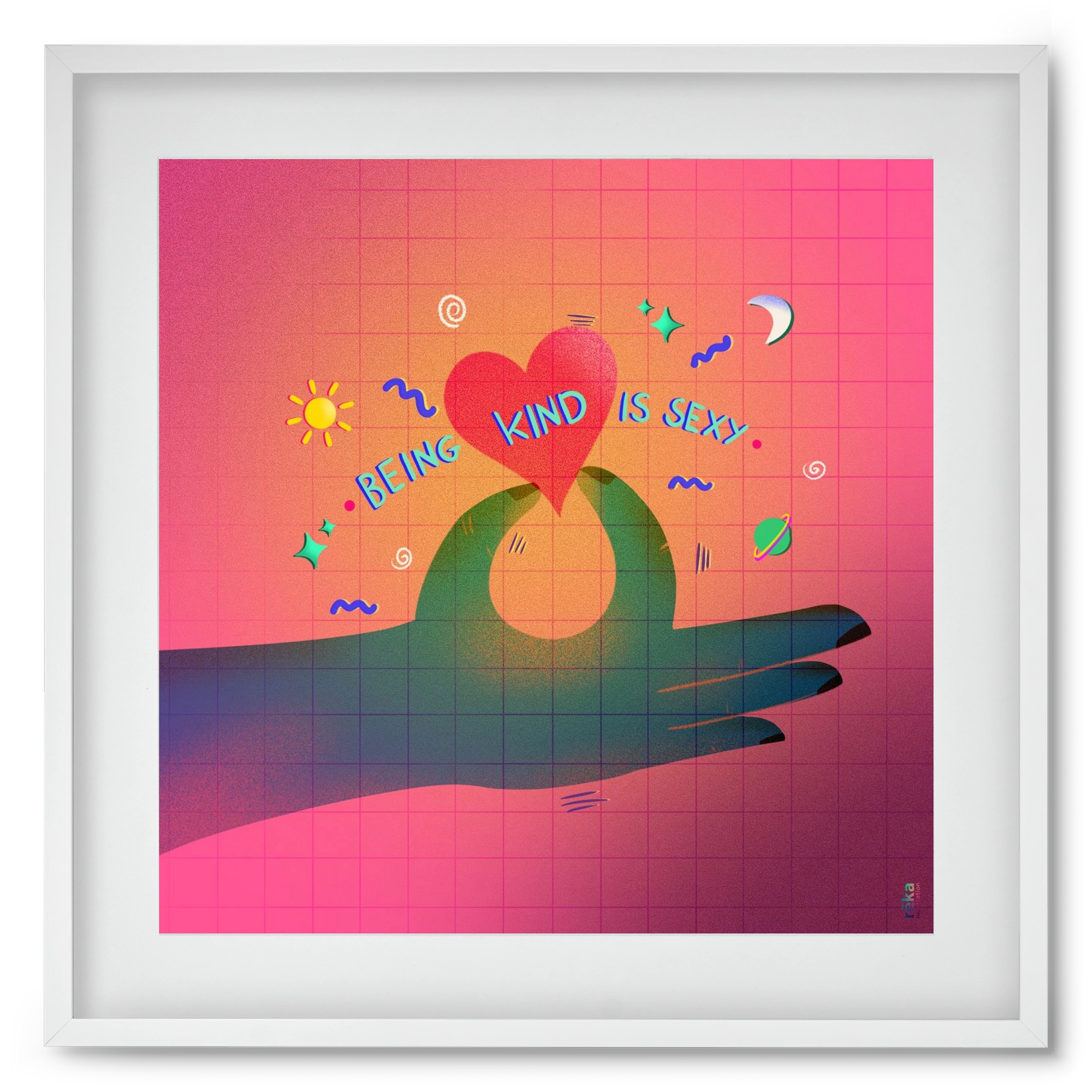 being kind is sexy, 50x50 cm (40x40 cm), Fehér keret, paszpartuval