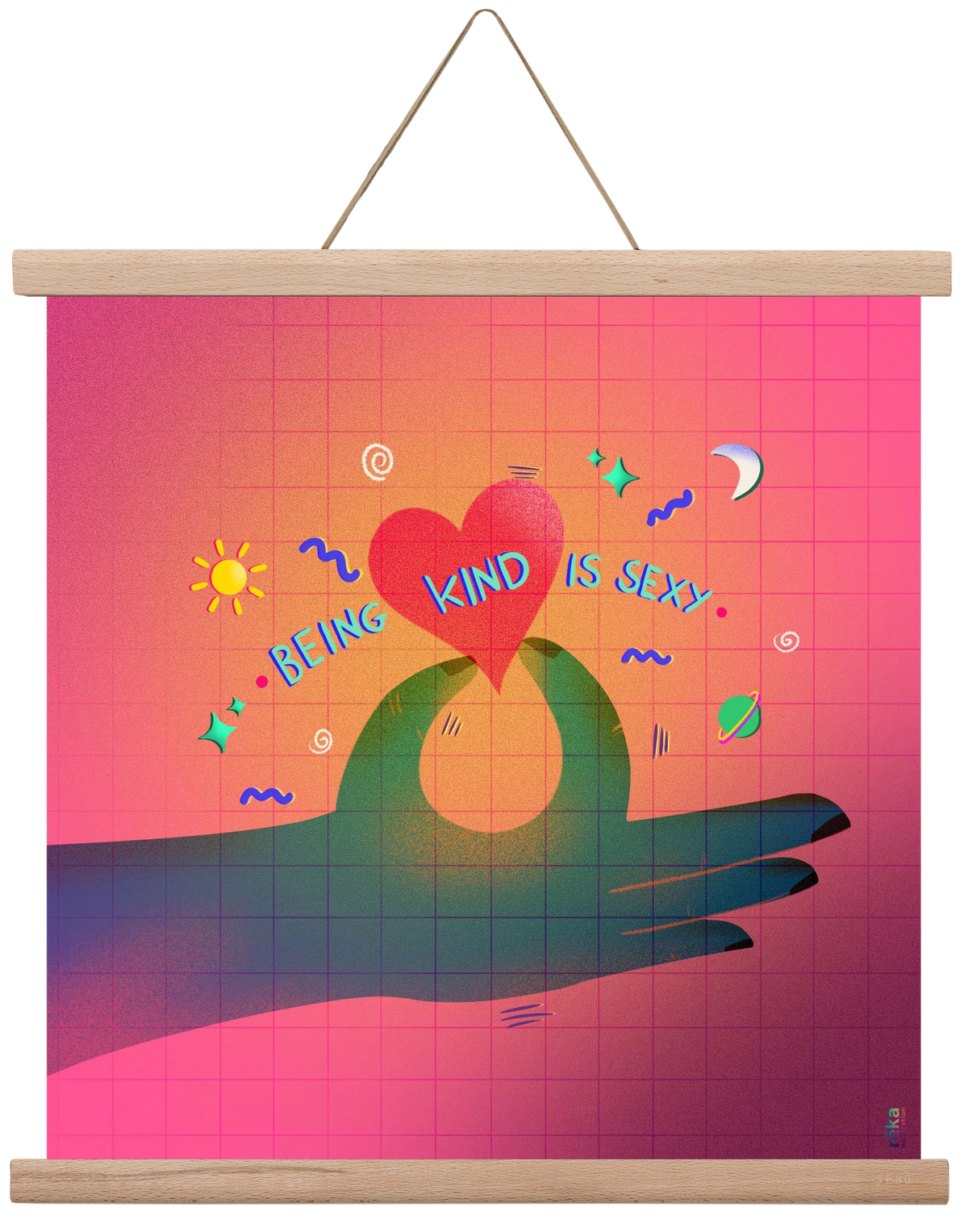 being kind is sexy, 40x40 cm (40x40 cm), Tölgy akasztó