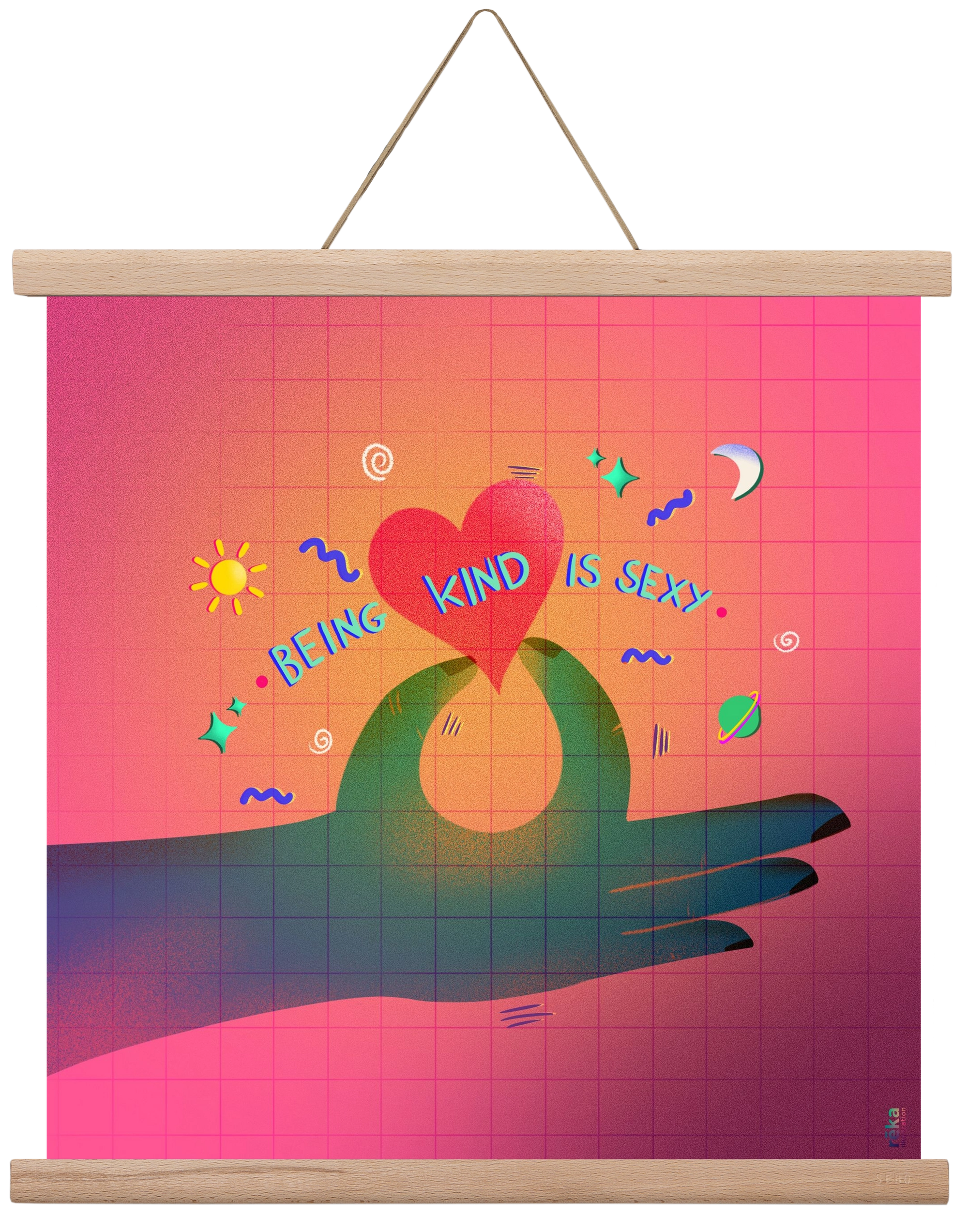 being kind is sexy, 40x40 cm (40x40 cm), Tölgy akasztó
