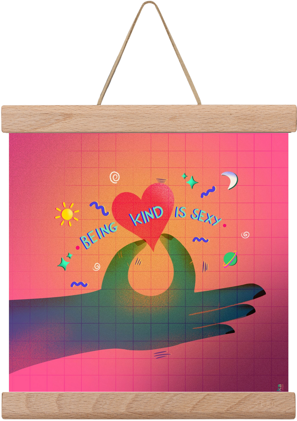 being kind is sexy, 20x20 cm (20x20 cm), Tölgy akasztó