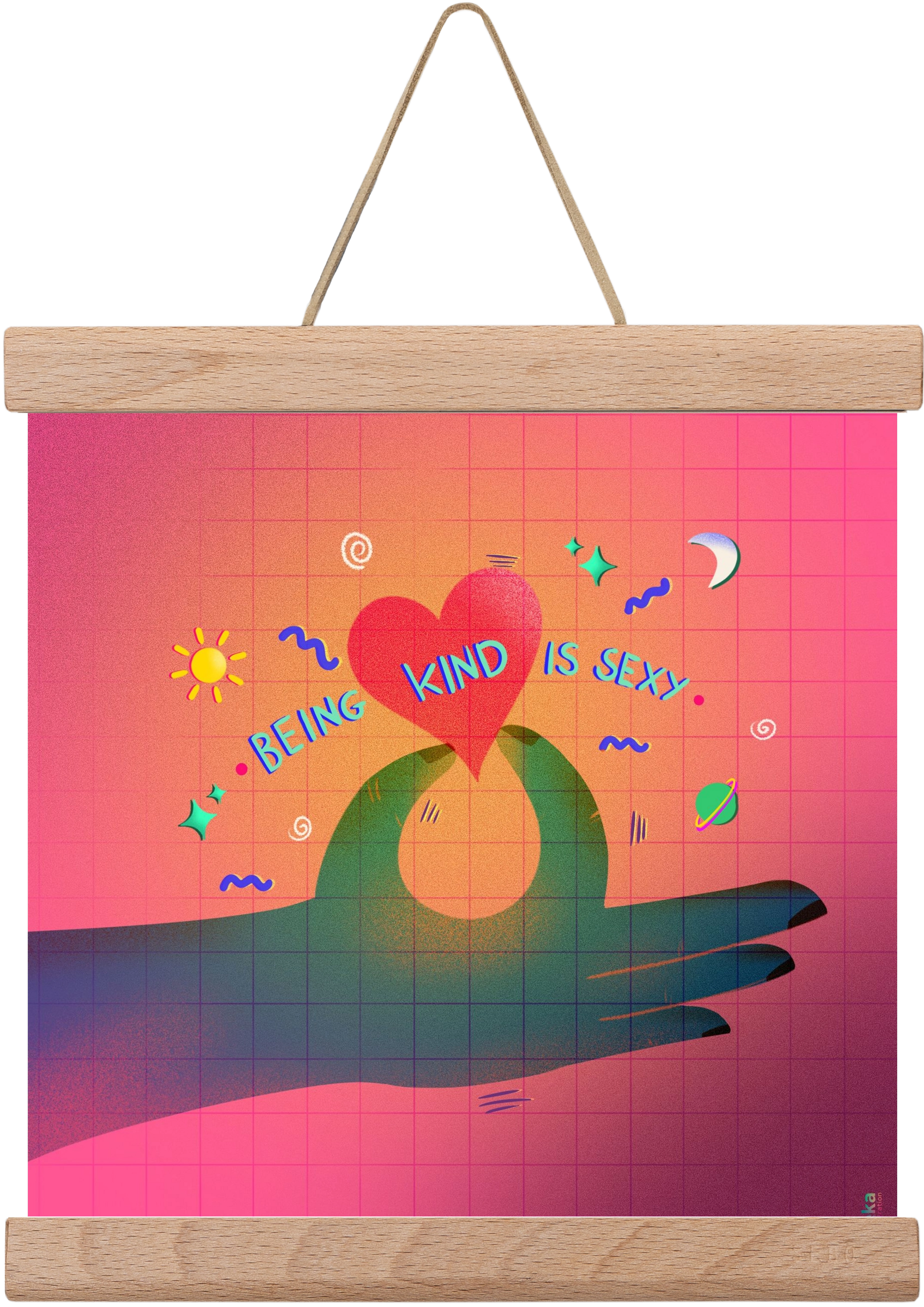 being kind is sexy, 20x20 cm (20x20 cm), Tölgy akasztó