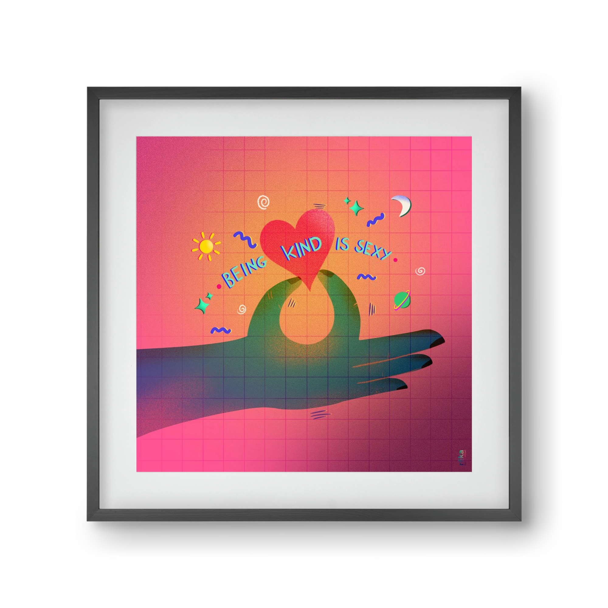 being kind is sexy, 30x30 cm (20x20 cm), Fekete keret, paszpartuval
