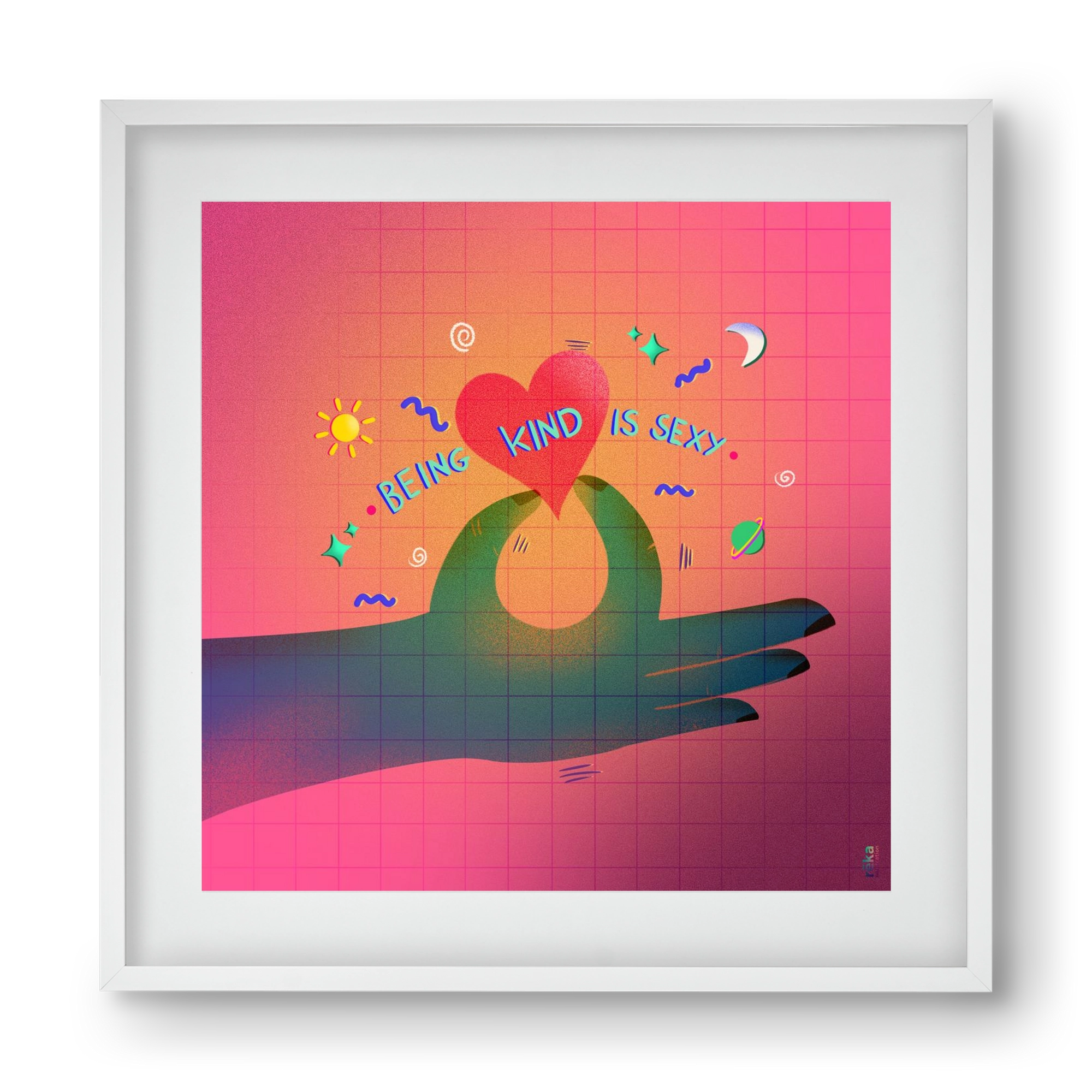 being kind is sexy, 40x40 cm (30x30 cm), Fehér keret, paszpartuval
