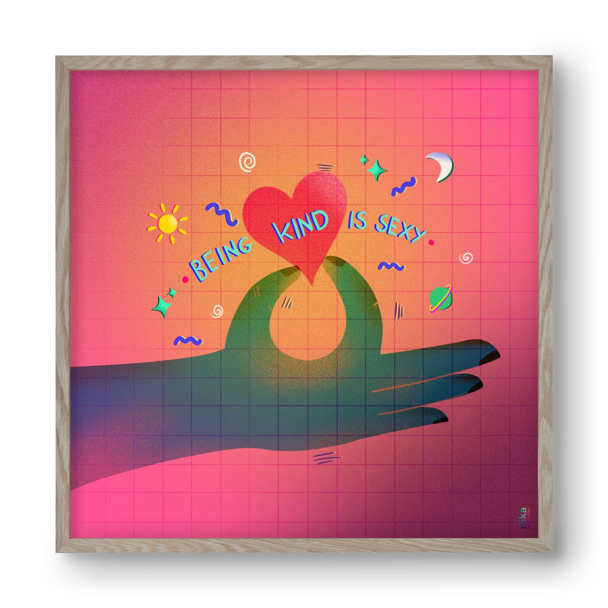 being kind is sexy, 40x40 cm (40x40 cm), Tölgy keret