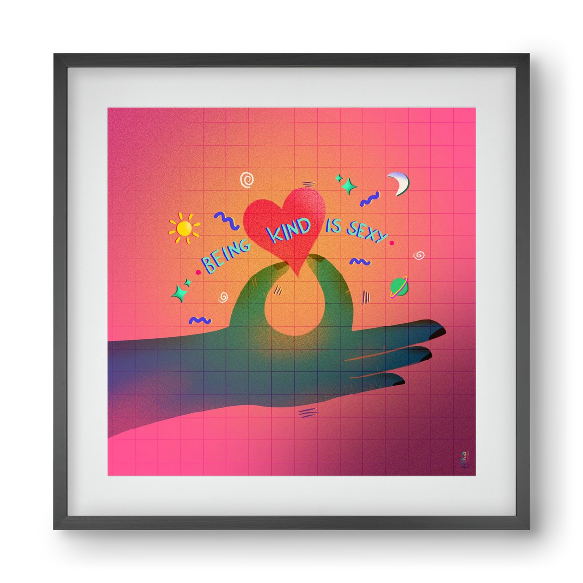 being kind is sexy, 40x40 cm (30x30 cm), Fekete keret, paszpartuval