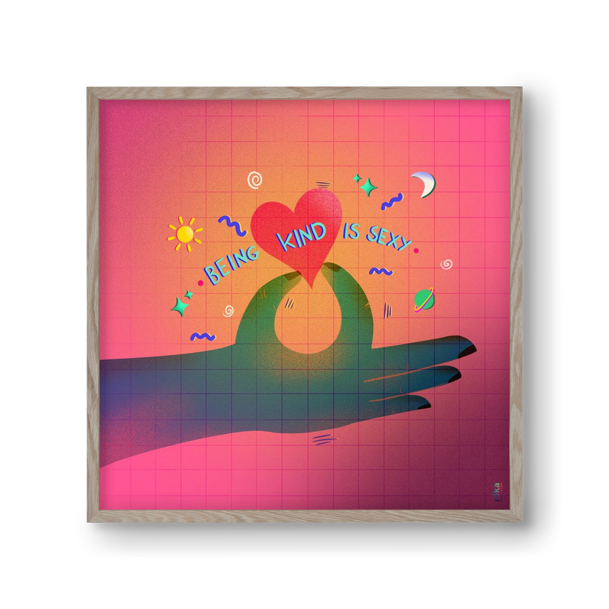 being kind is sexy, 30x30 cm (30x30 cm), Tölgy keret