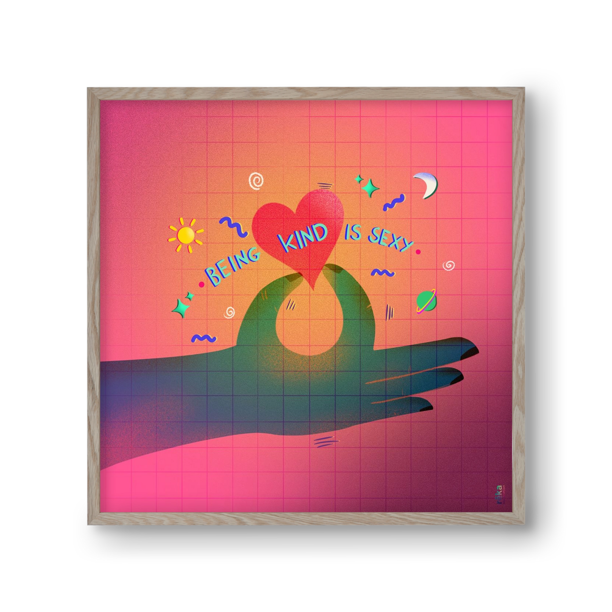 being kind is sexy, 30x30 cm (30x30 cm), Tölgy keret