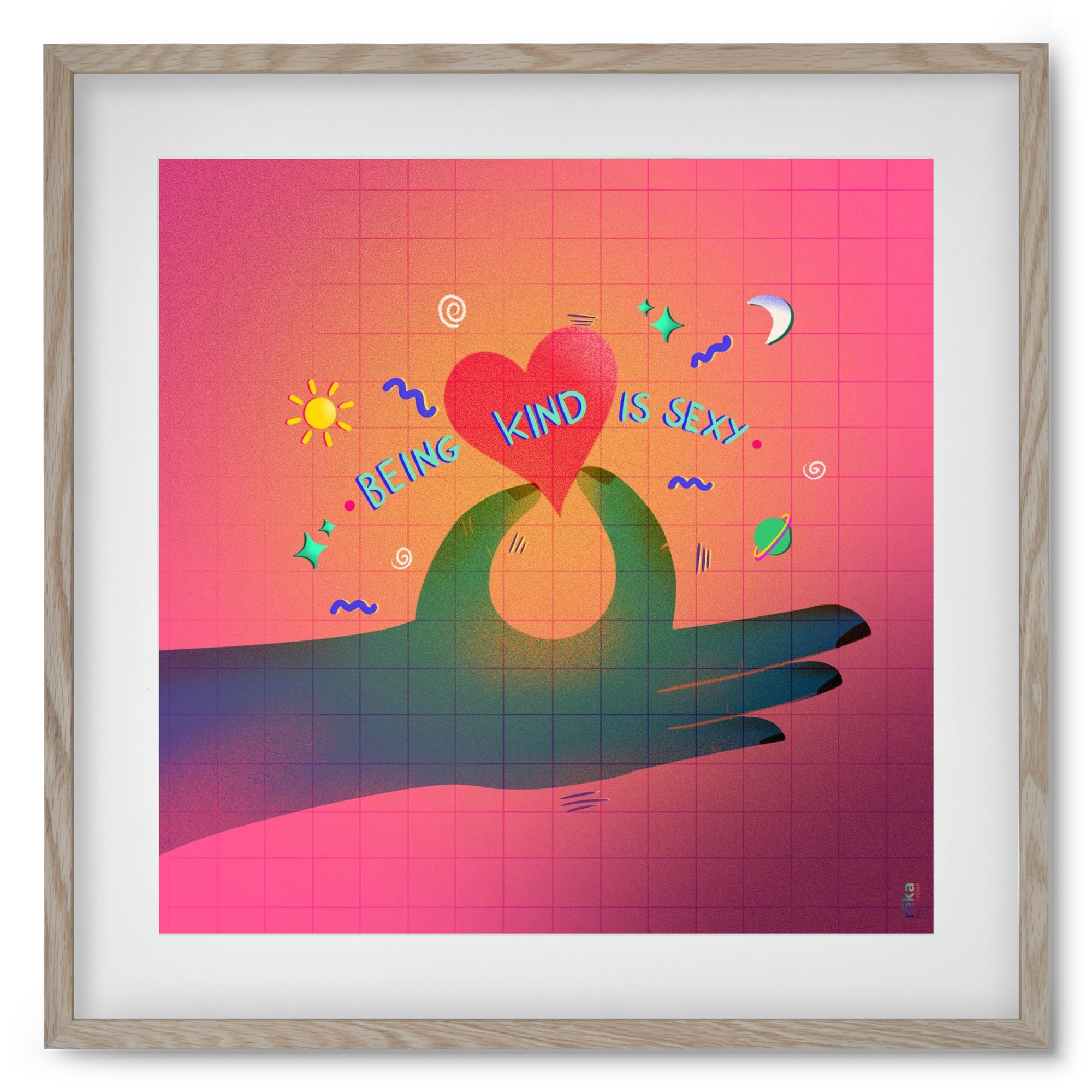 being kind is sexy, 50x50 cm (40x40 cm), Tölgy keret, paszpartuval