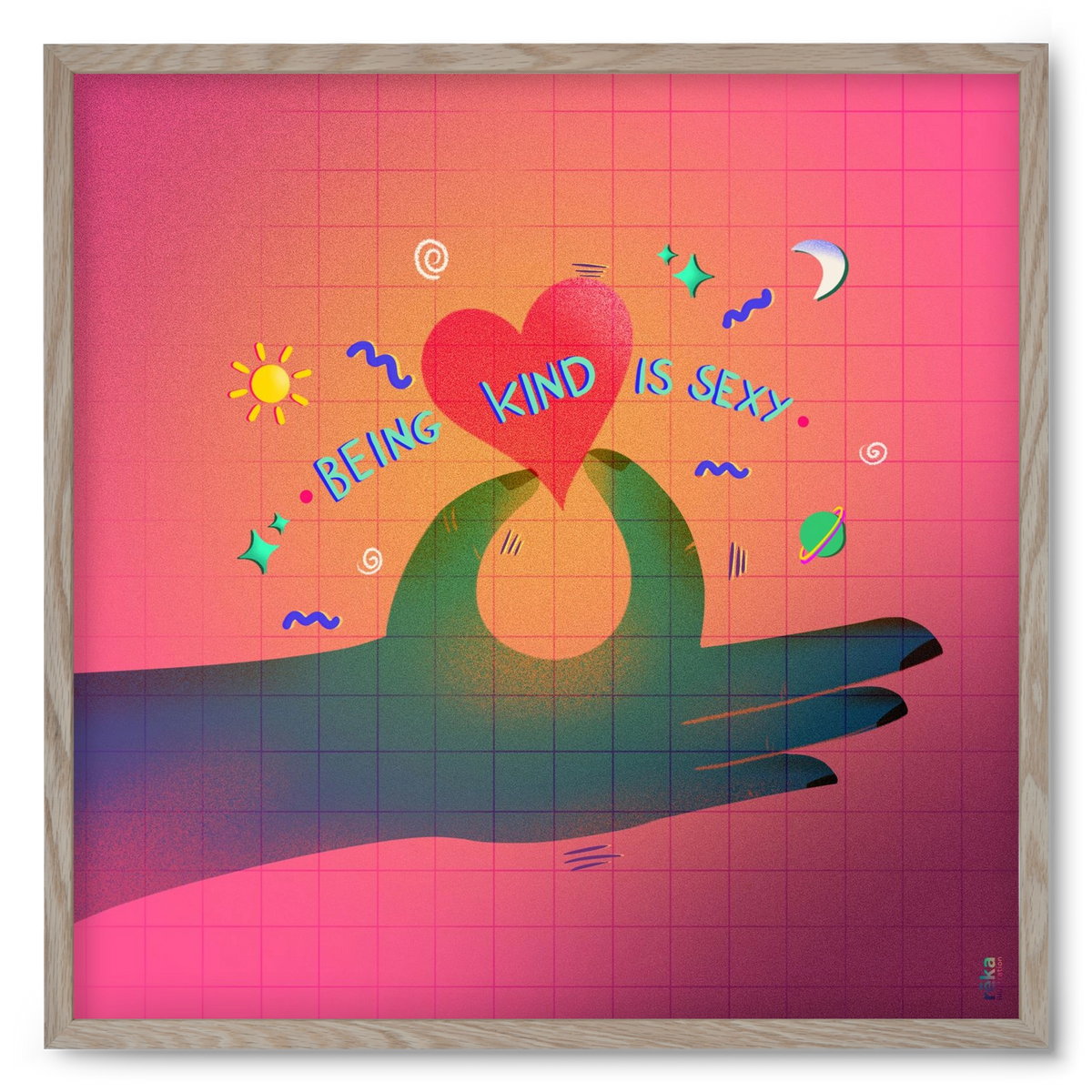 being kind is sexy, 50x50 cm (50x50 cm), Tölgy keret