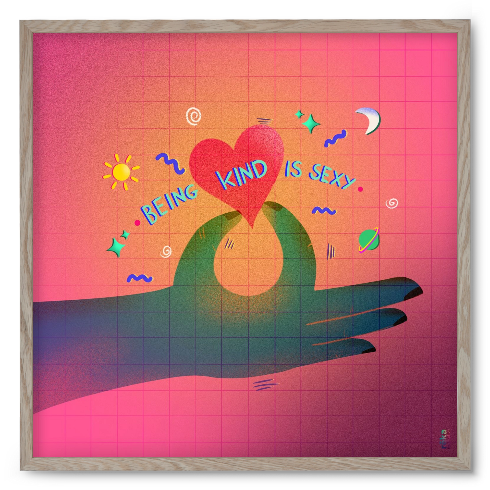 being kind is sexy, 50x50 cm (50x50 cm), Tölgy keret