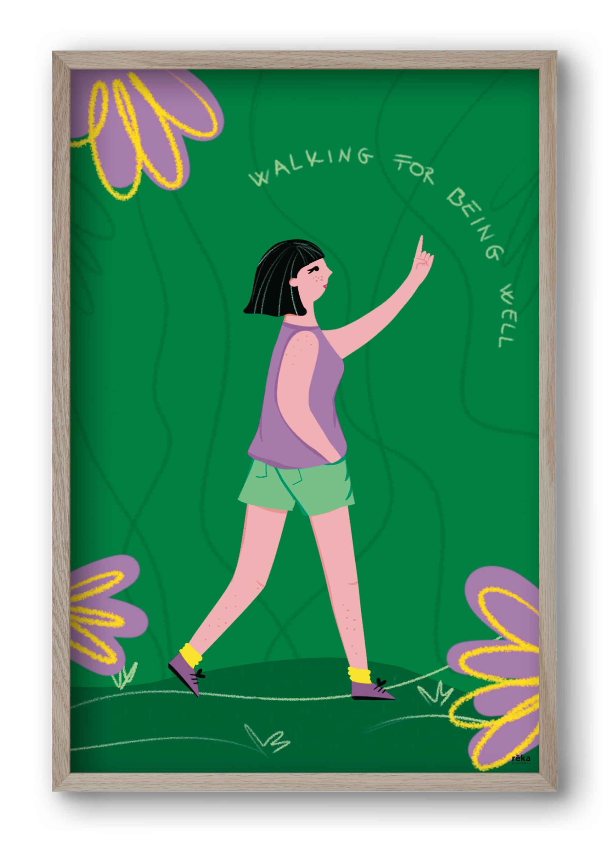 walking, 40x60 cm (40x60 cm), Tölgy keret
