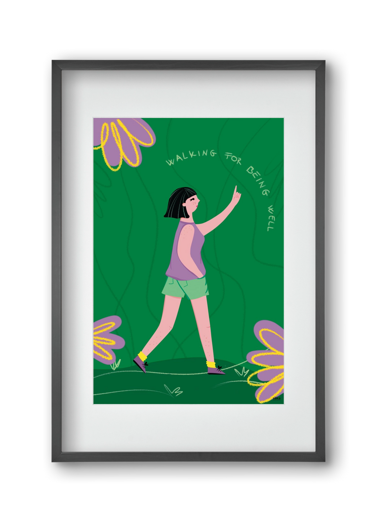 walking, 30x45 cm (20x30 cm), Fekete keret, paszpartuval